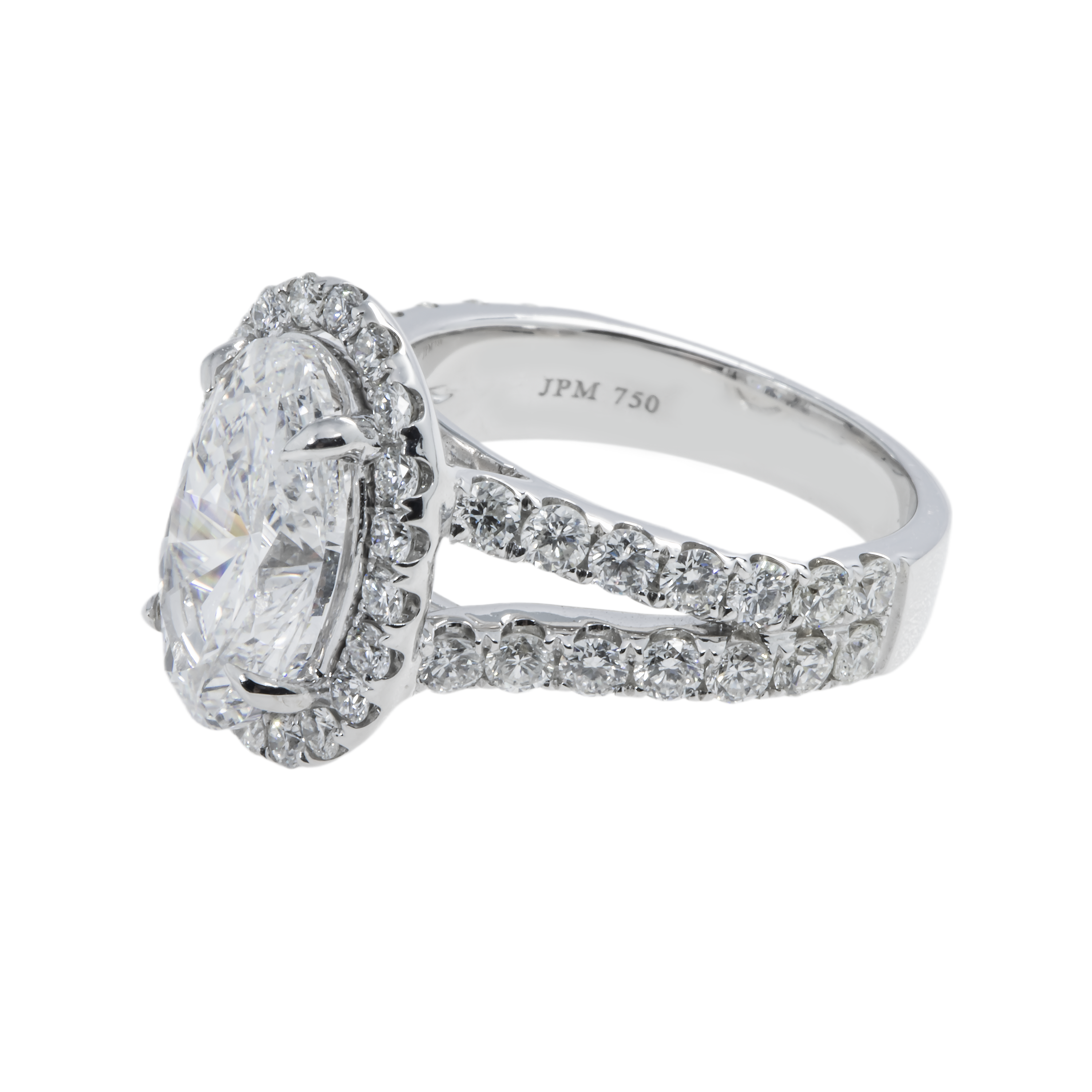 Gia 18K White Gold 4Ct Oval Cut Diamond Engagement Ring 5.93Ctw Bridal