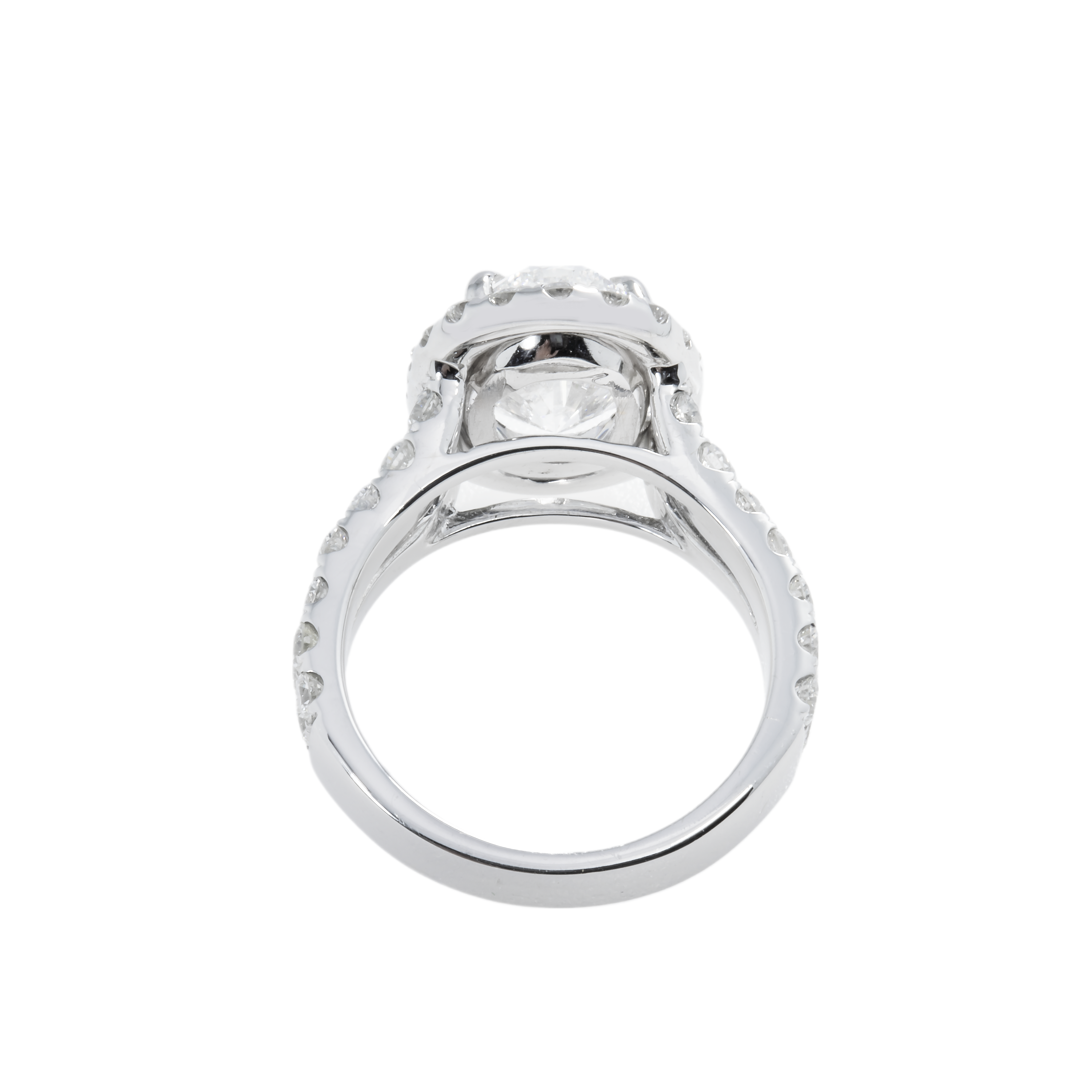 Gia 18K White Gold 4Ct Oval Cut Diamond Engagement Ring 5.93Ctw Bridal