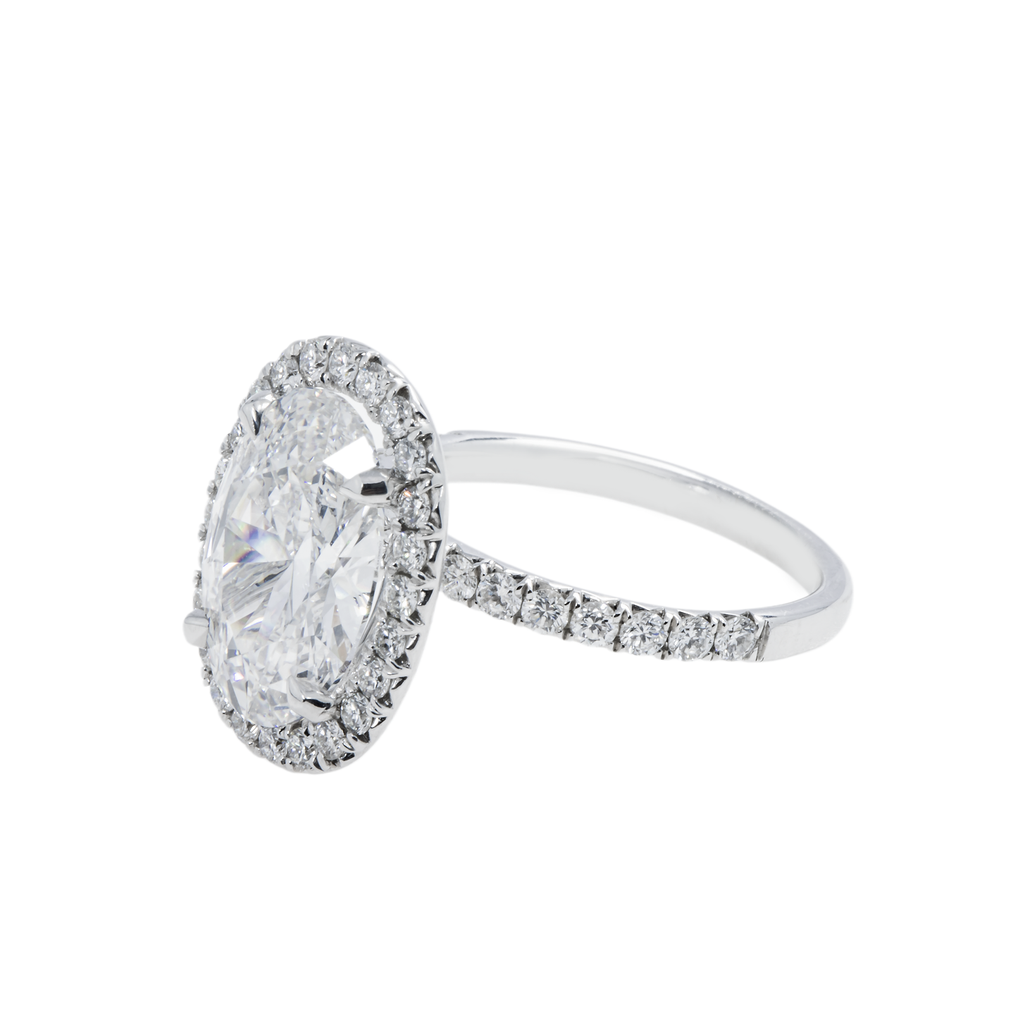 GIA 18K White Gold 4.01ct Oval Cut Diamond Engagement Ring 4.84ct