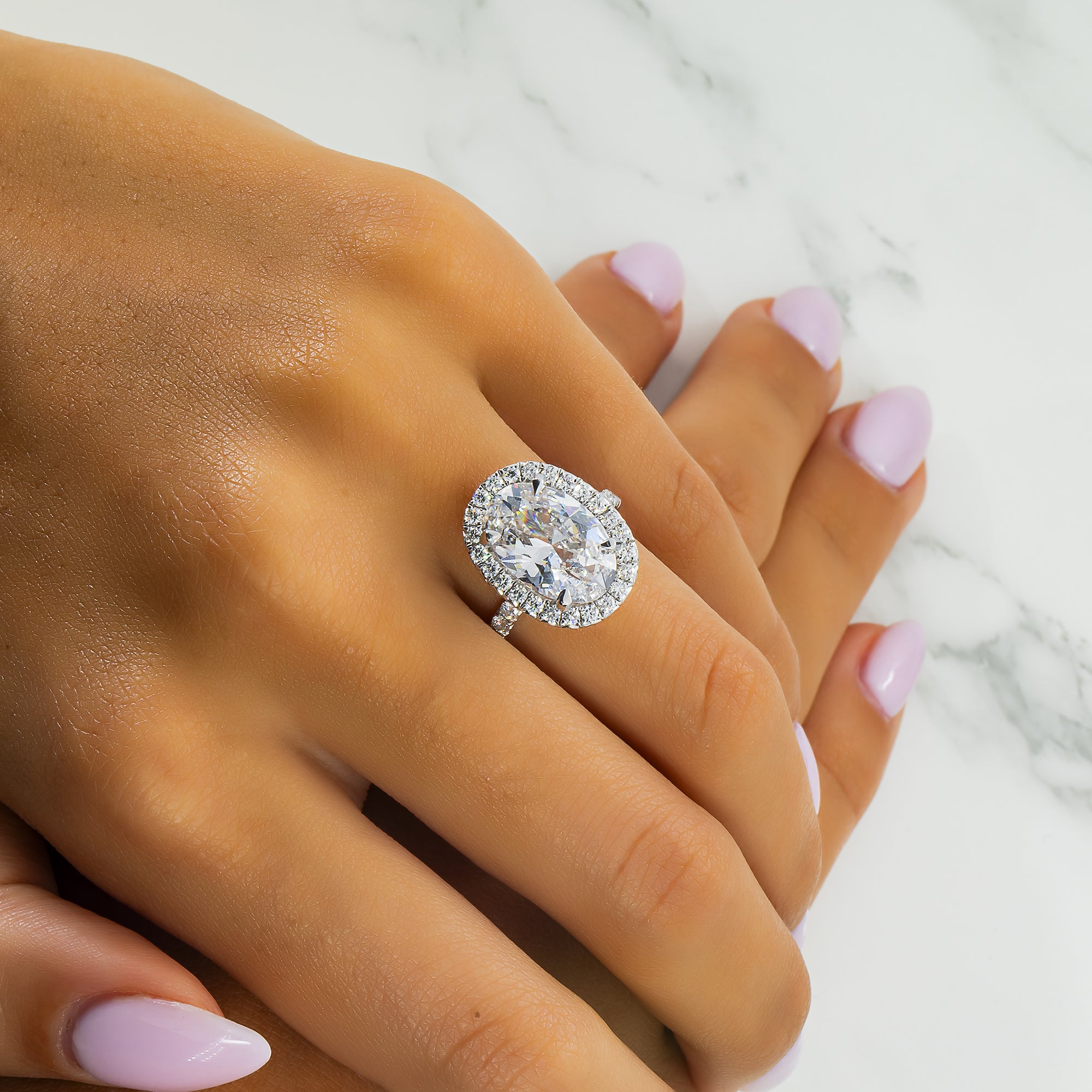 Gia 18K White Gold 4.01Ct Oval Cut Diamond Engagement Ring 4.84Ct Bridal