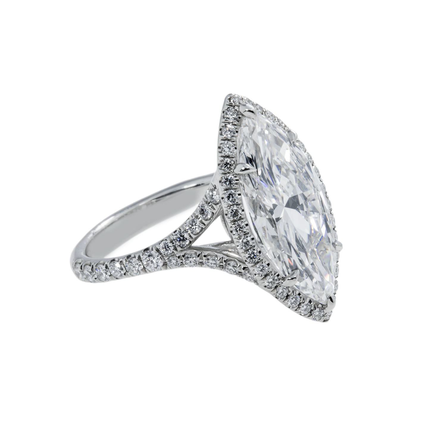 GIA Platinum 5.05ct Marquise Cut Diamond Engagement Ring 6.05ctw