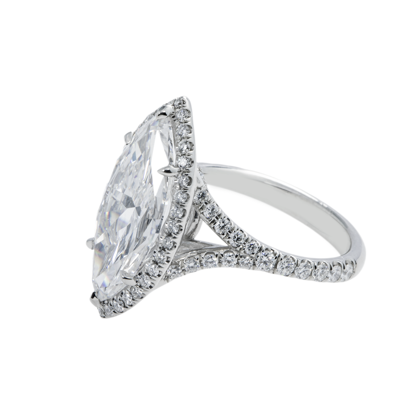 GIA Platinum 5.05ct Marquise Cut Diamond Engagement Ring 6.05ctw