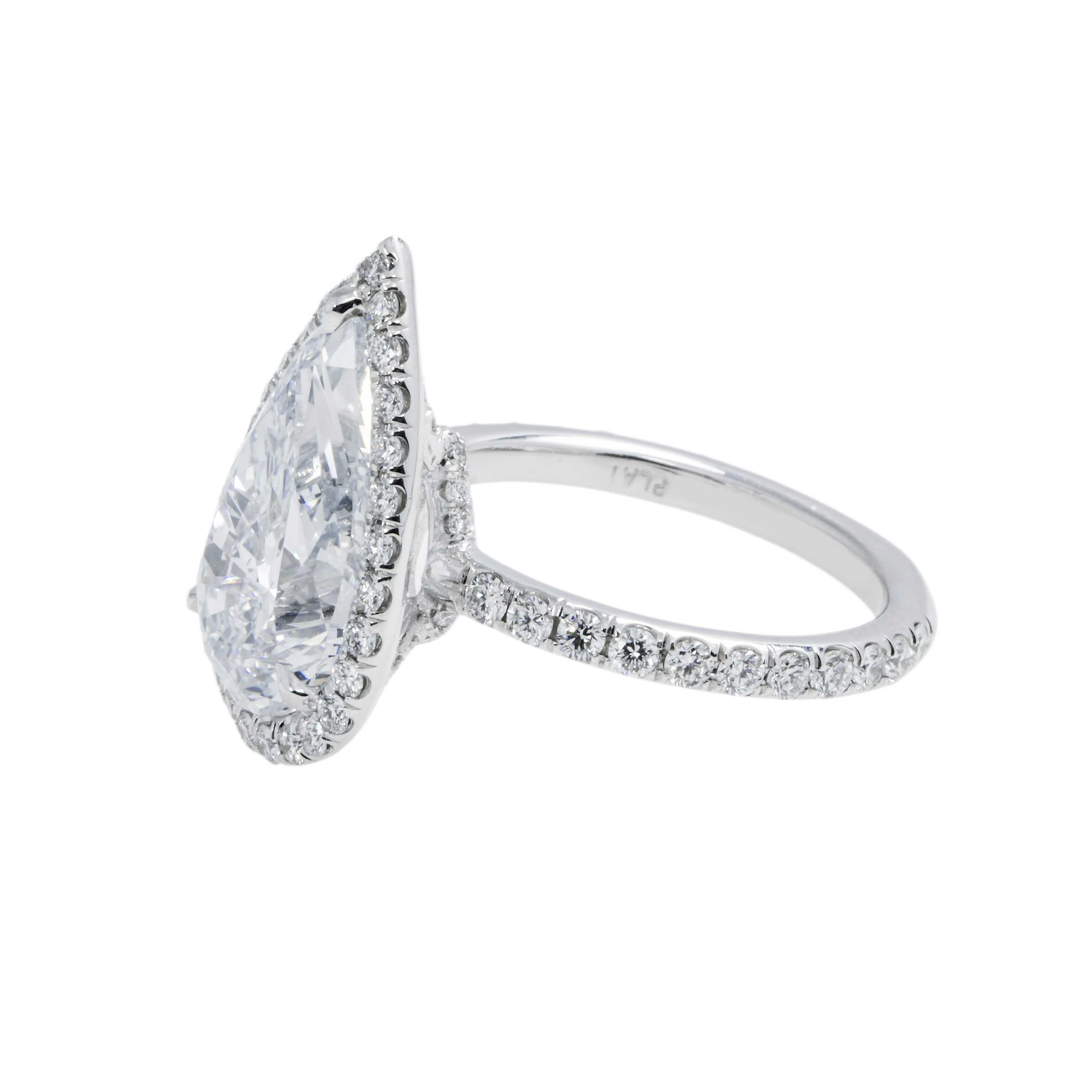 Gia Platinum 5Ct Pear Cut Diamond Engagement Ring 6Ctw Bridal