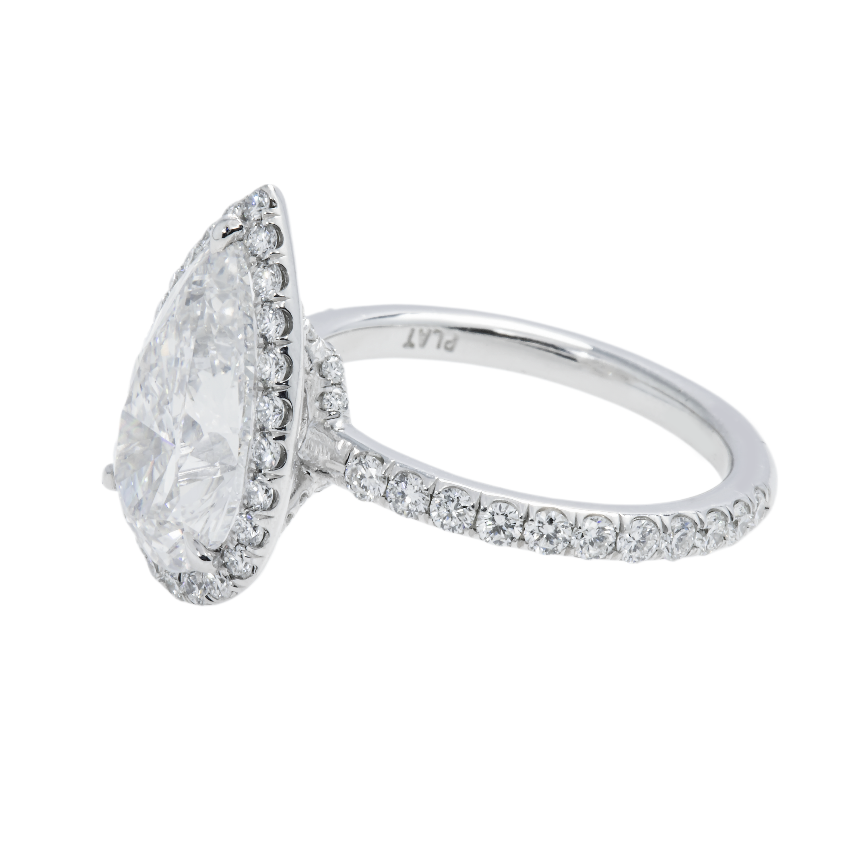 Gia Platinum 4.0Ct Pear Cut Diamond Engagement Ring 4.95Ctw Bridal