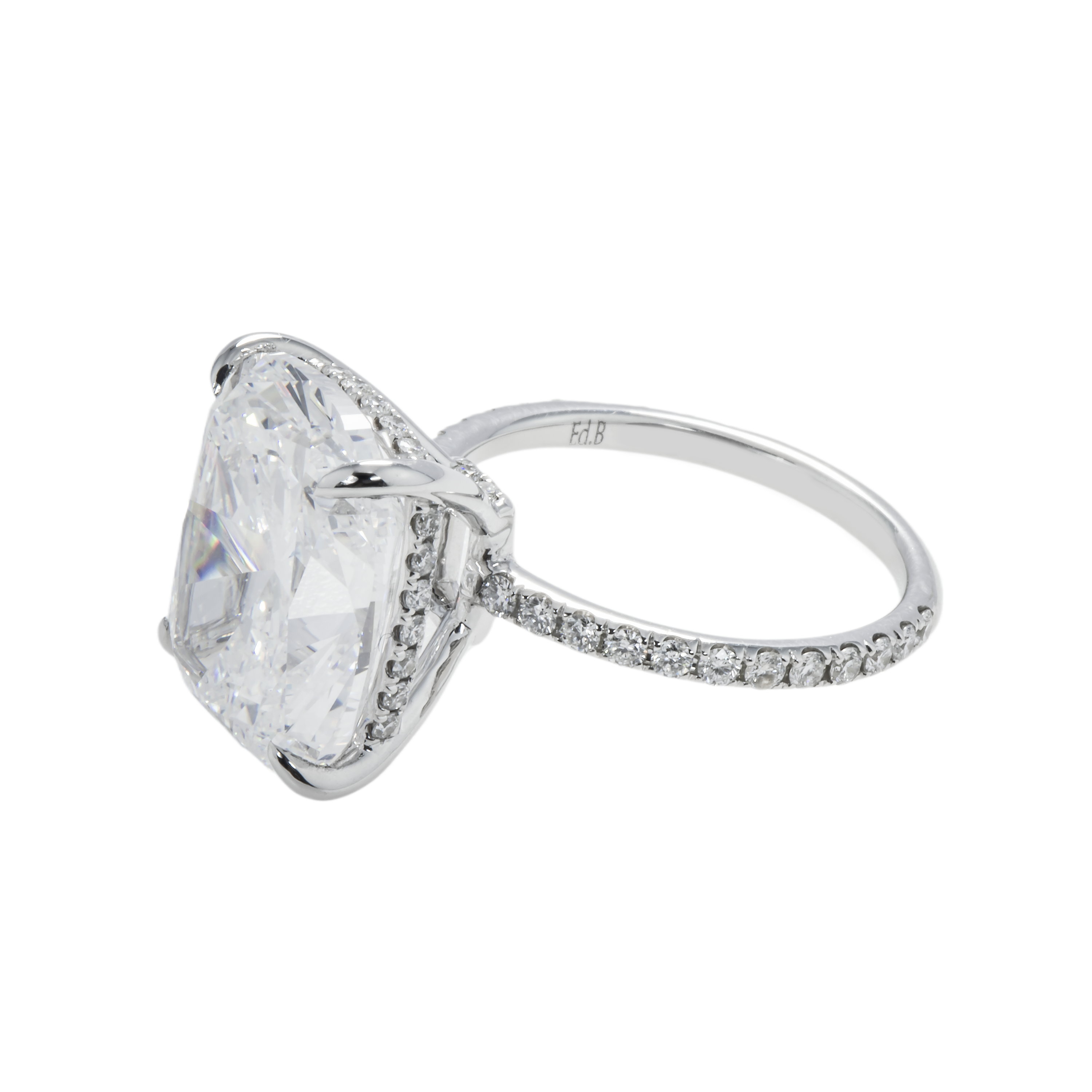 Gia 18K White Gold 10.01Ct Cushion Cut Diamond Engagement Ring 10.61Ct Bridal