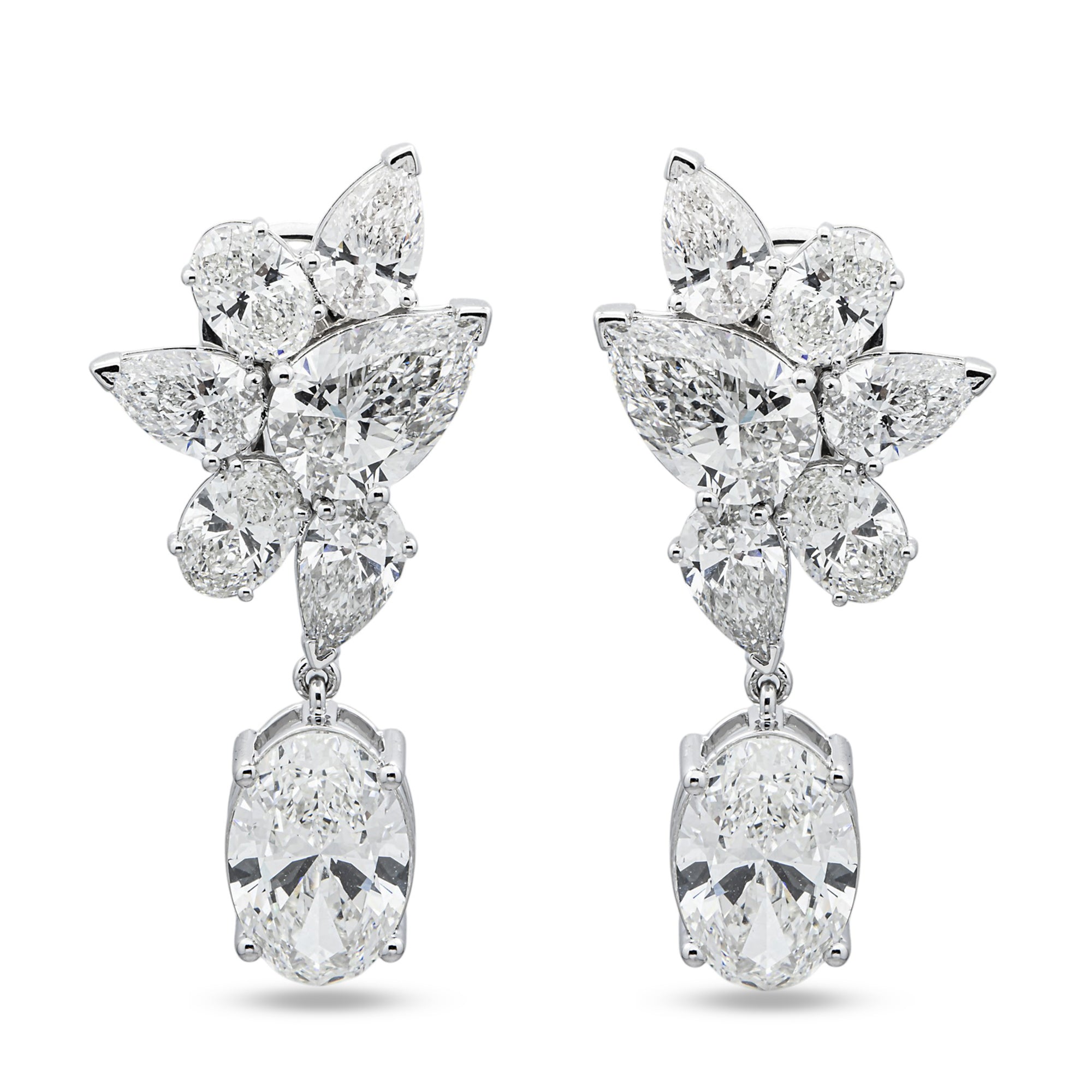 14K White Gold Multi Shape Diamond Drop Earrings 21.92ctw