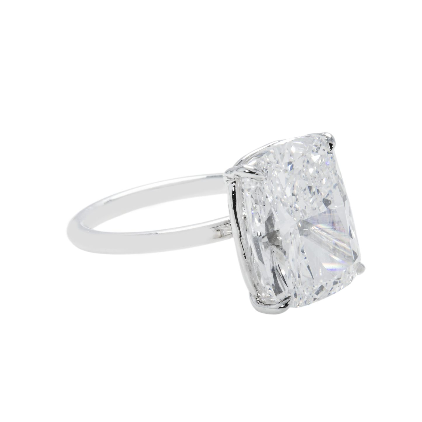 GIA Platinum Solitaire 10.01ct Cushion Cut Diamond Engagement Ring