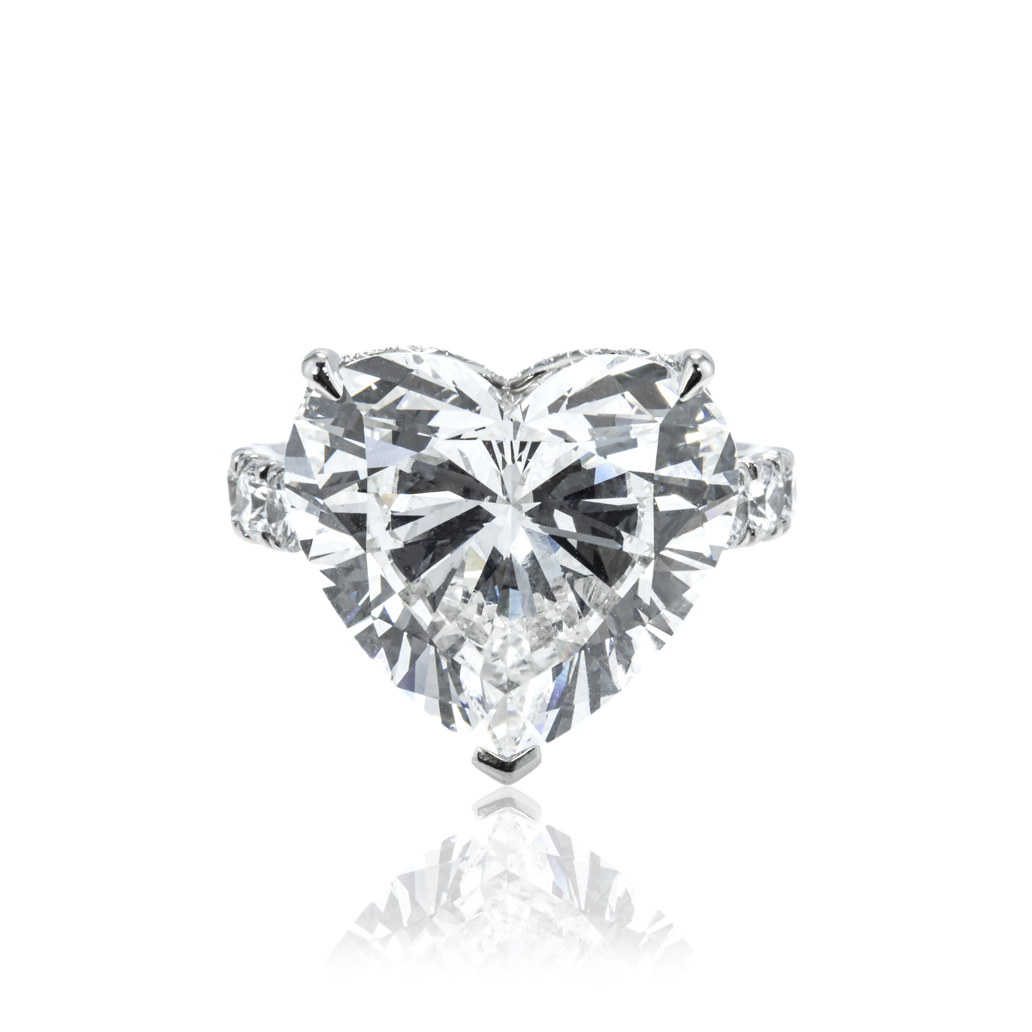 Platinum 10.79ct Heart Cut Diamond Engagement Ring 12.19ctw