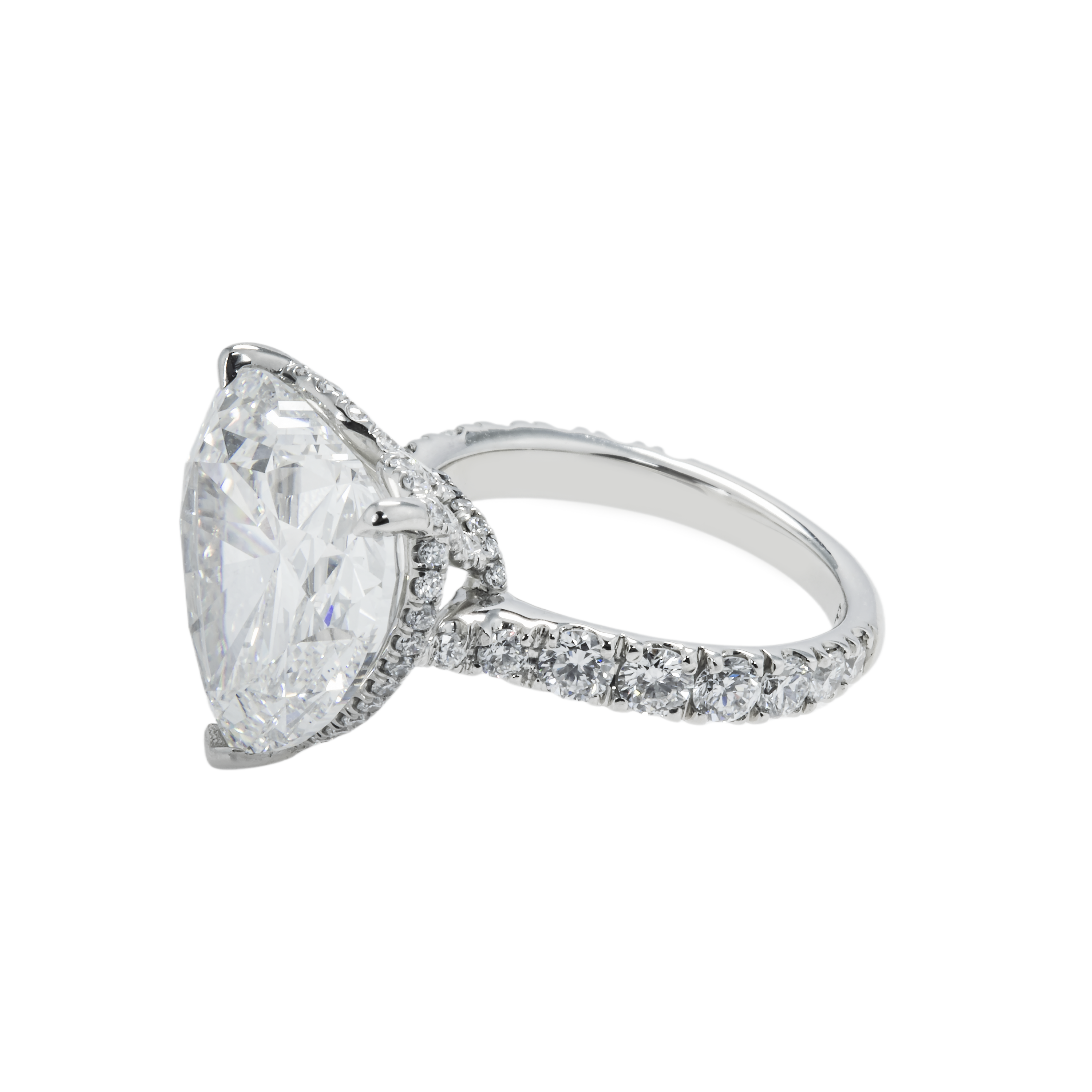 Platinum 10.79Ct Heart Cut Diamond Engagement Ring 12.19Ctw Bridal