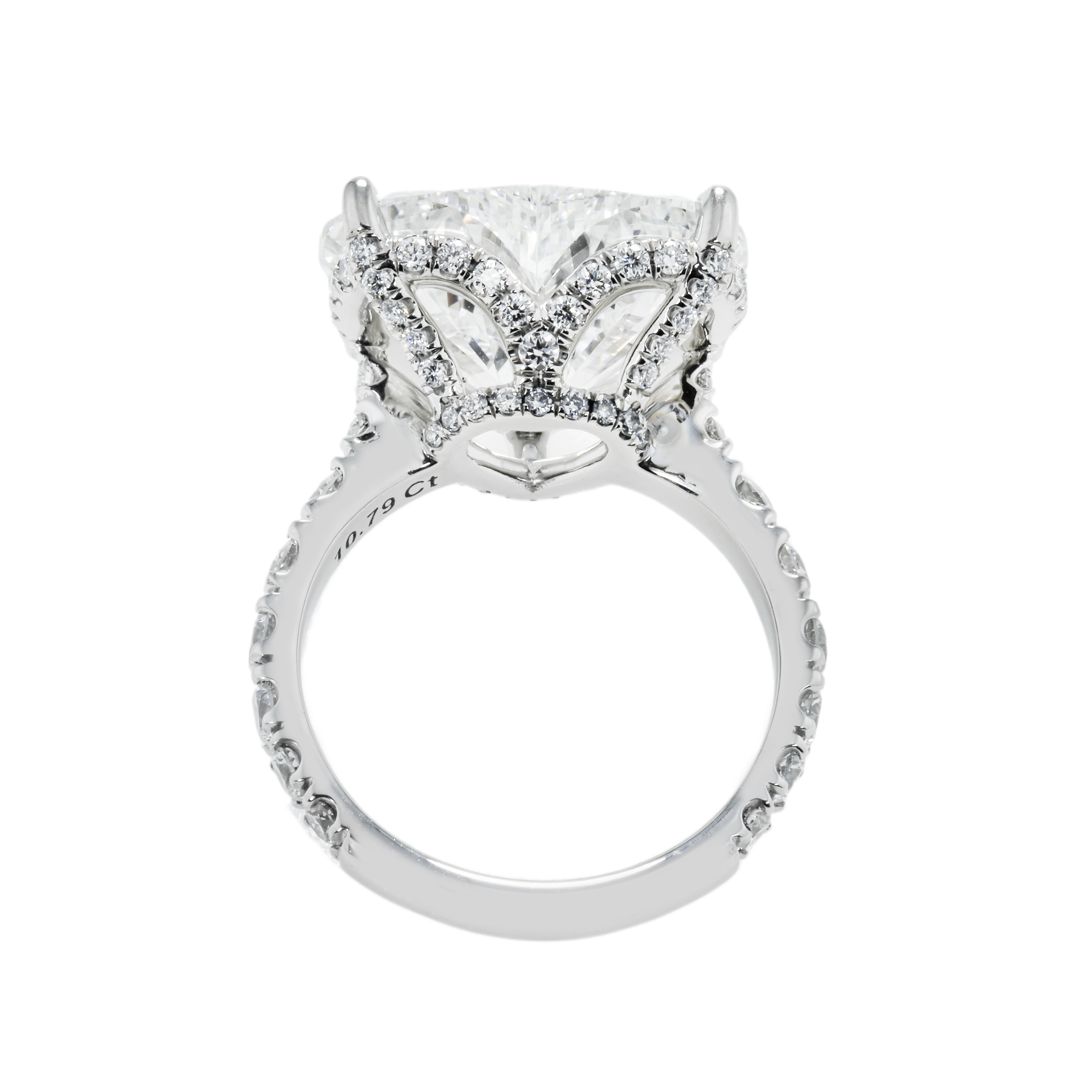 Platinum 10.79Ct Heart Cut Diamond Engagement Ring 12.19Ctw Bridal
