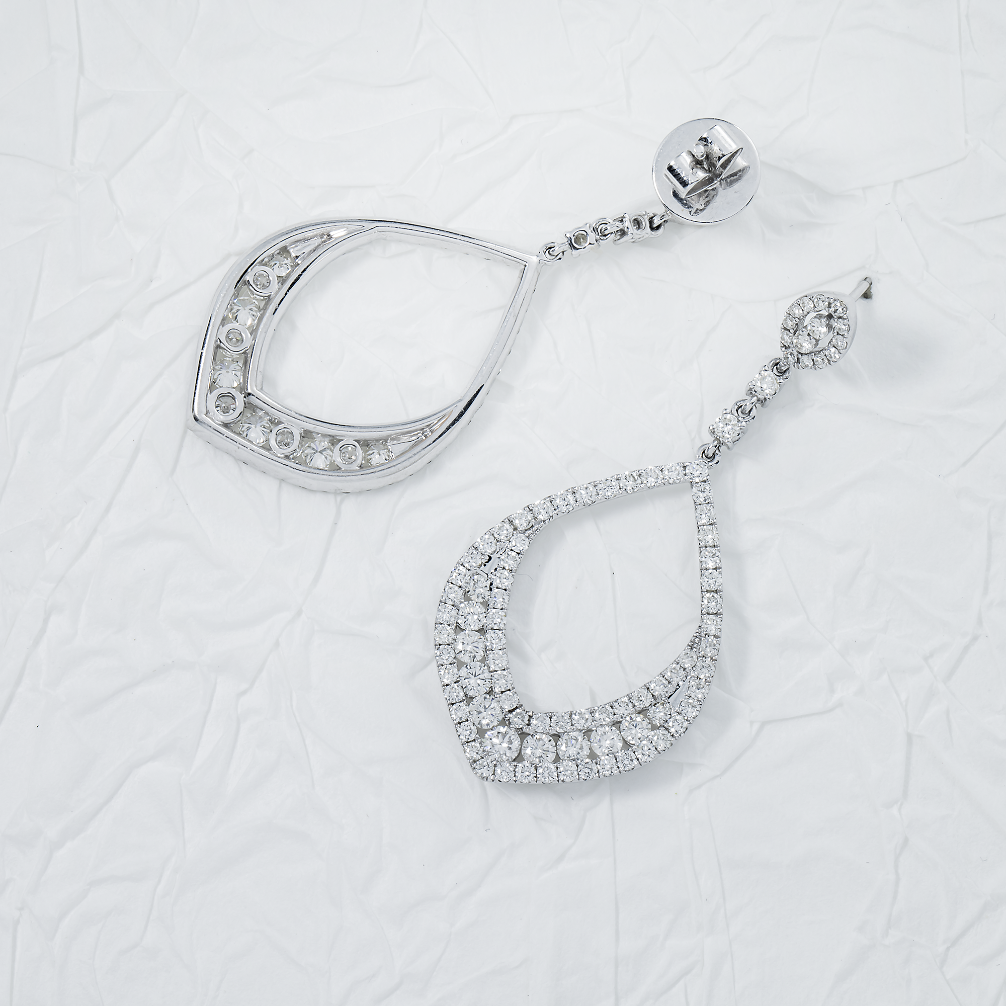 18K White Gold Round Diamond Open Drop Earrings 4.60ctw