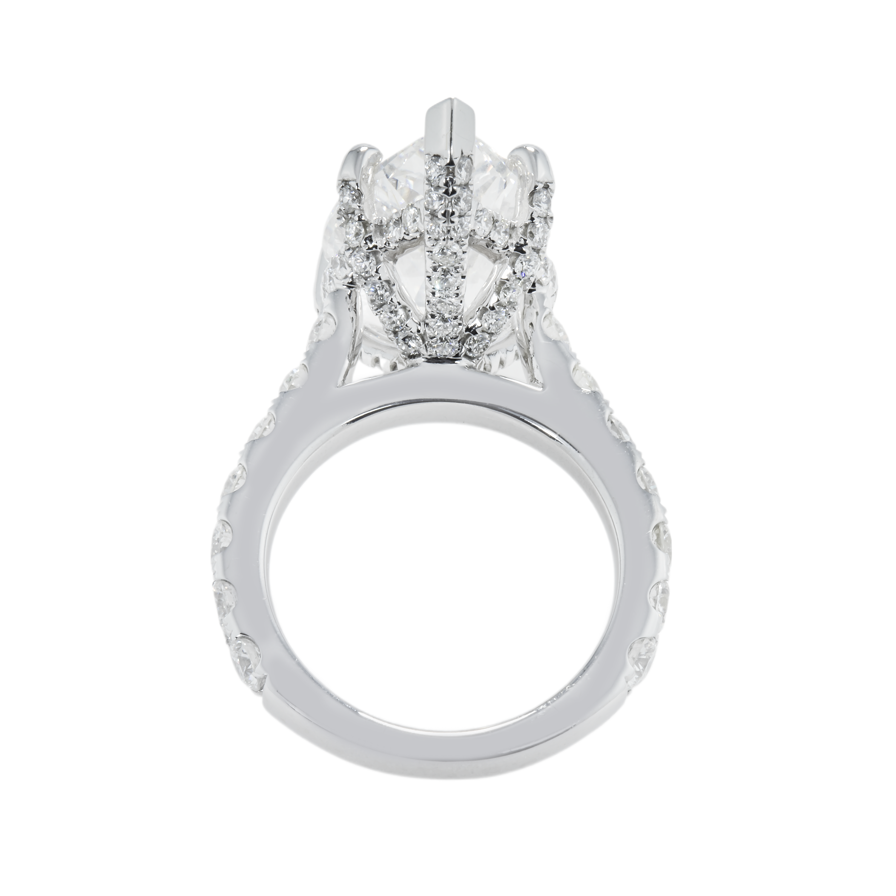 Gia 18K White Gold 11.72Ct Pear Cut Diamond Engagement Ring 14.05Ctw Bridal