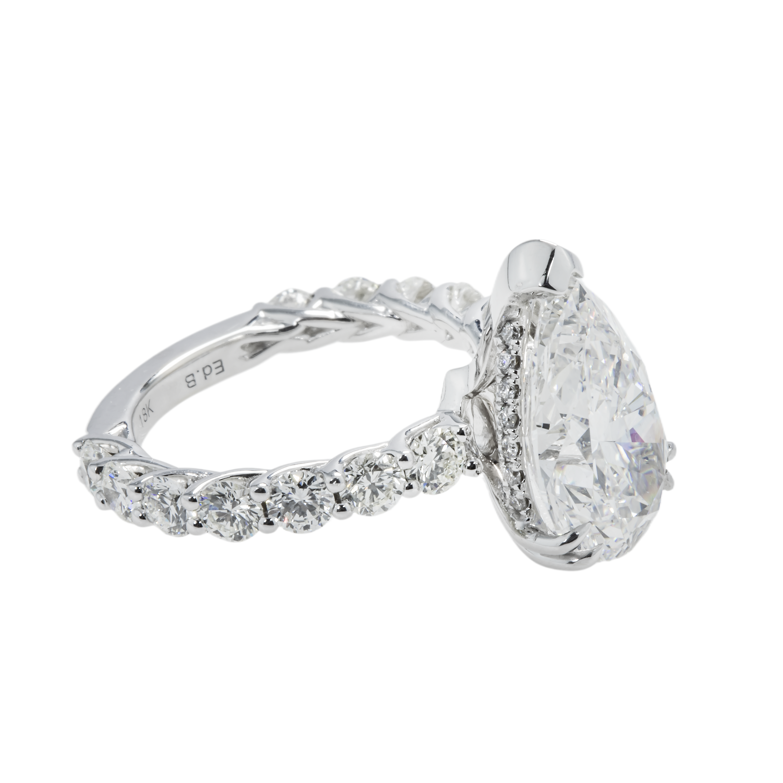 Gia 18K White Gold Pear Cut Diamond Engagement Ring 7.08Ctw Bridal