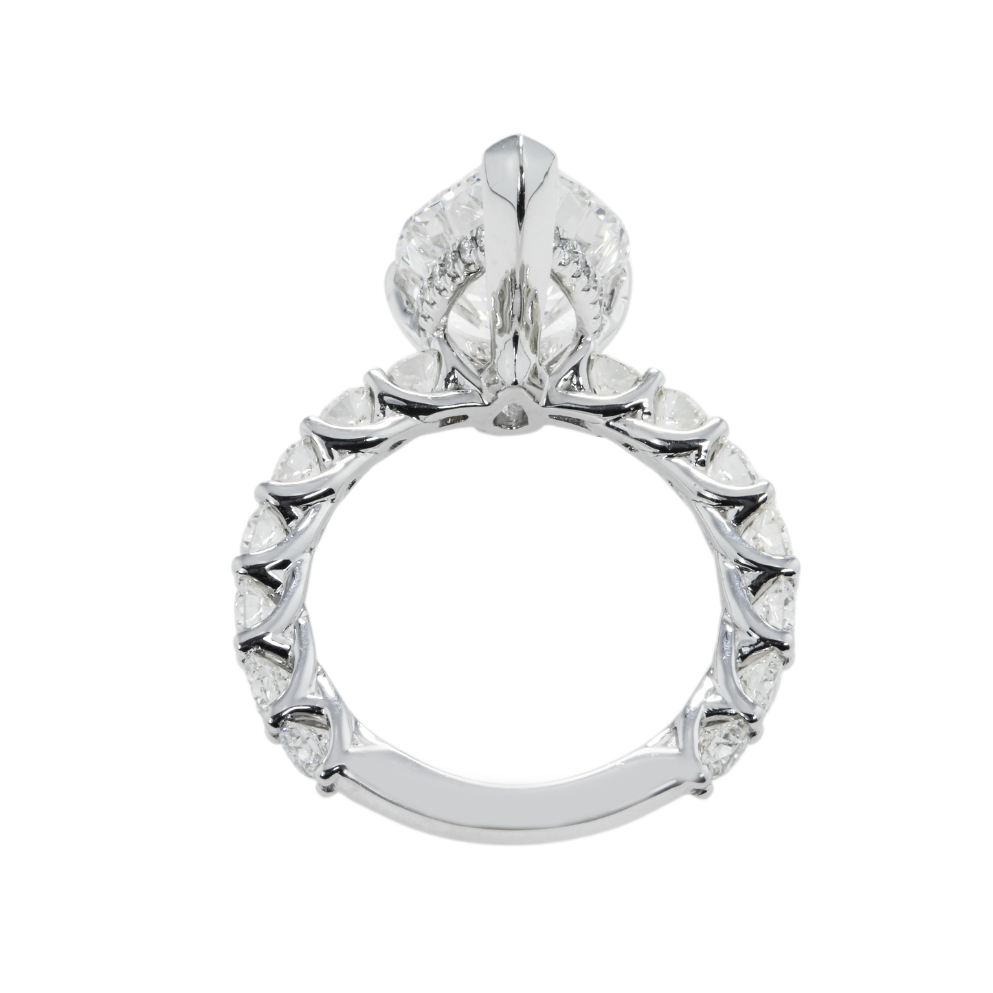 GIA 18K White Gold Pear Cut Diamond Engagement Ring 7.08ctw