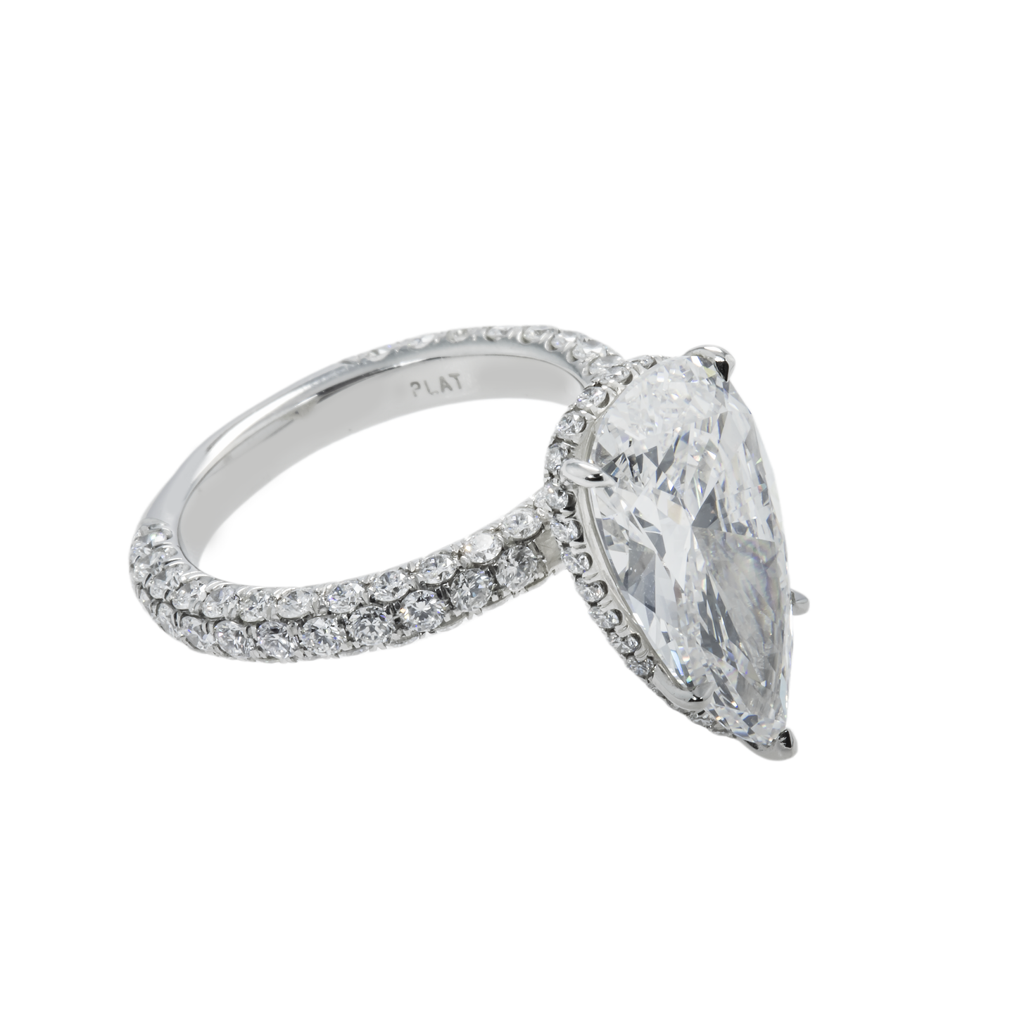 GIA Platinum 5.02ct Pear Cut Diamond Engagement Ring 6.78ctw