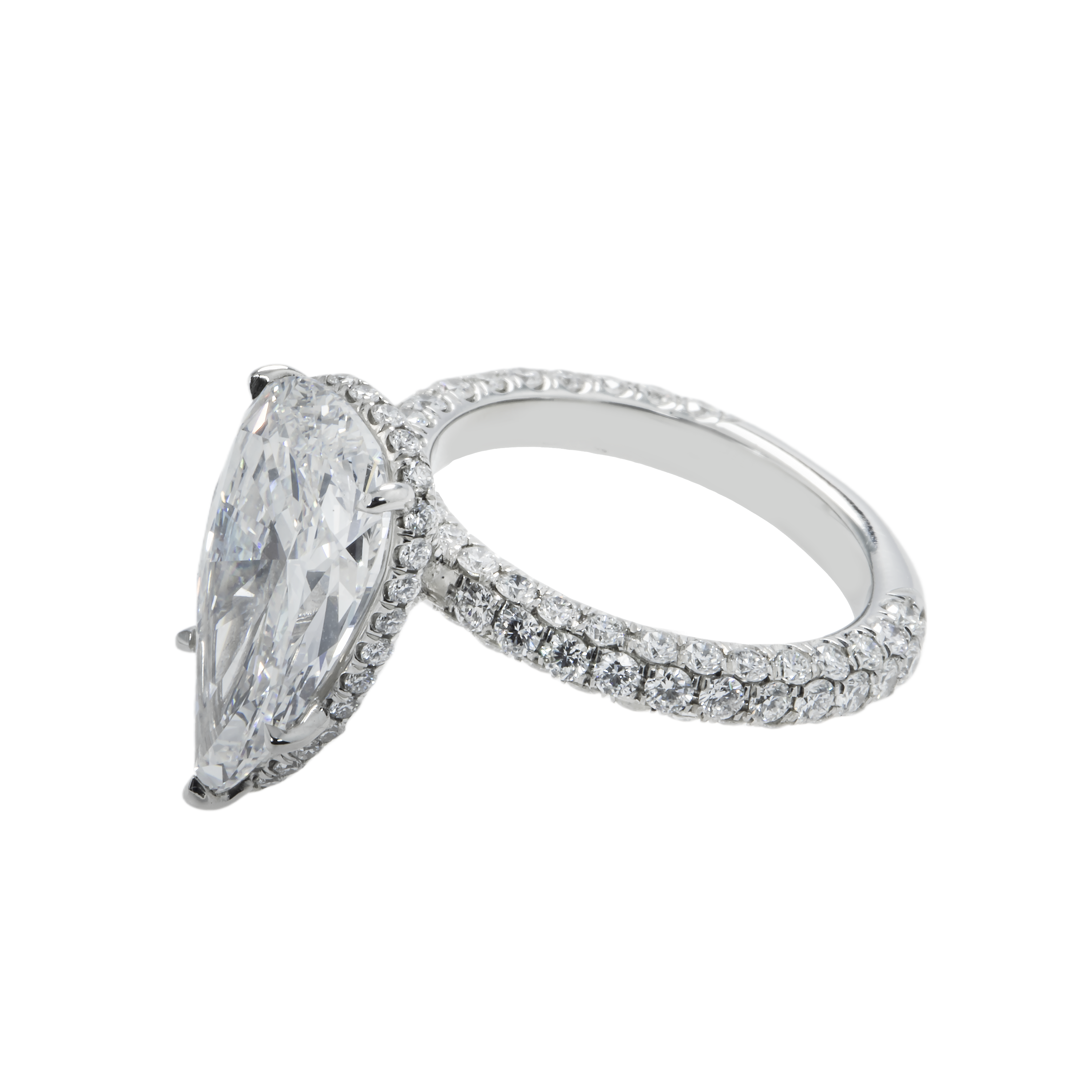 Gia Platinum 5.02Ct Pear Cut Diamond Engagement Ring 6.78Ctw Bridal