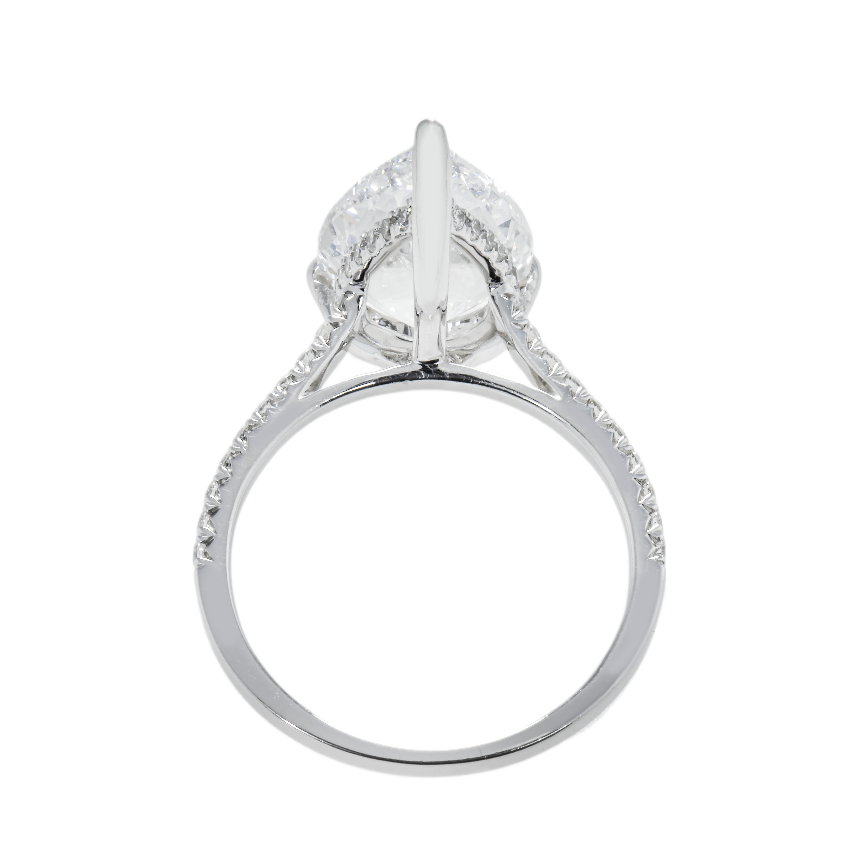 Gia 18K White Gold 5.41Ct Pear Cut Diamond Engagement Ring 5.83Ctw Bridal