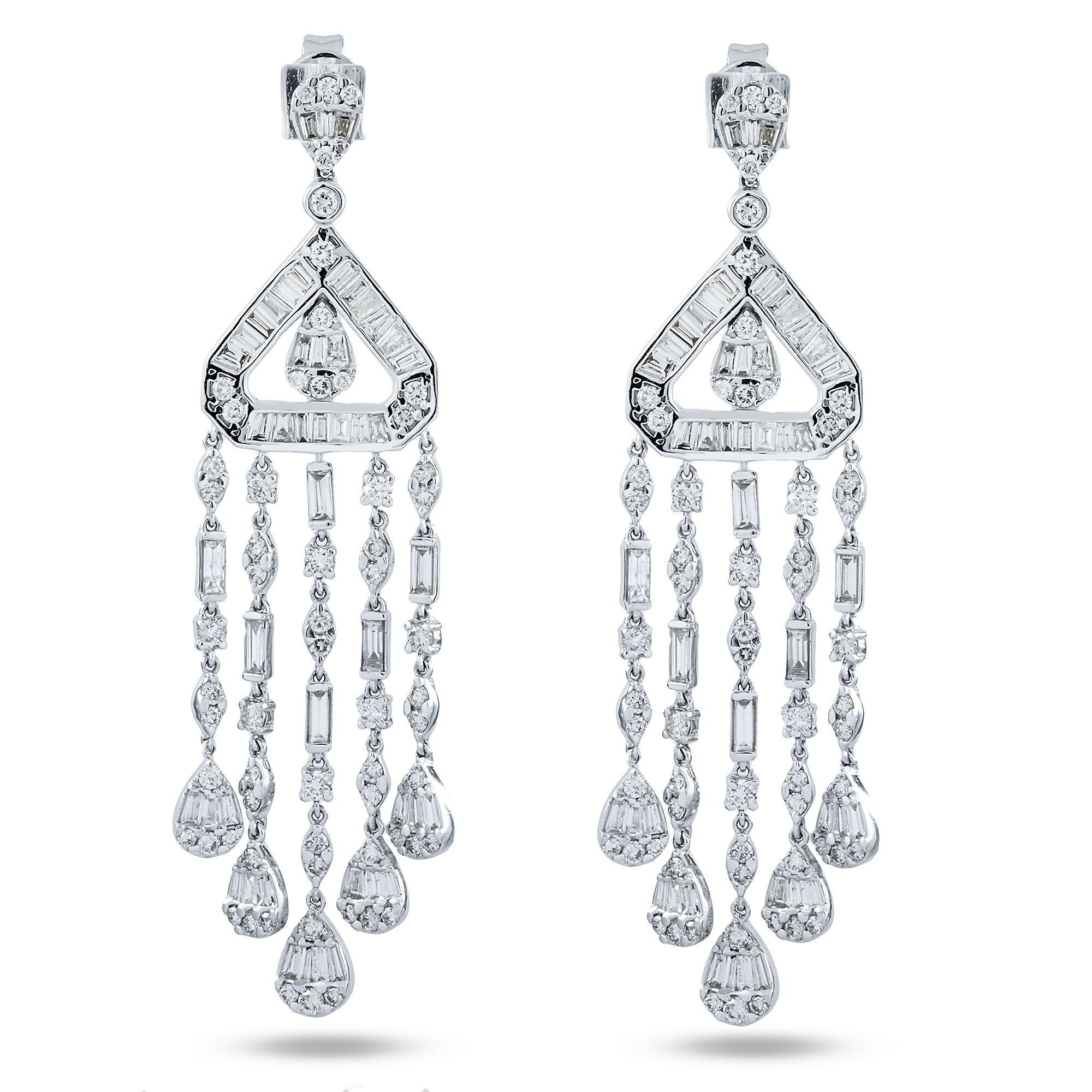 14K White Gold Eye of the Storm Diamond Drop Earrings 4.01ctw