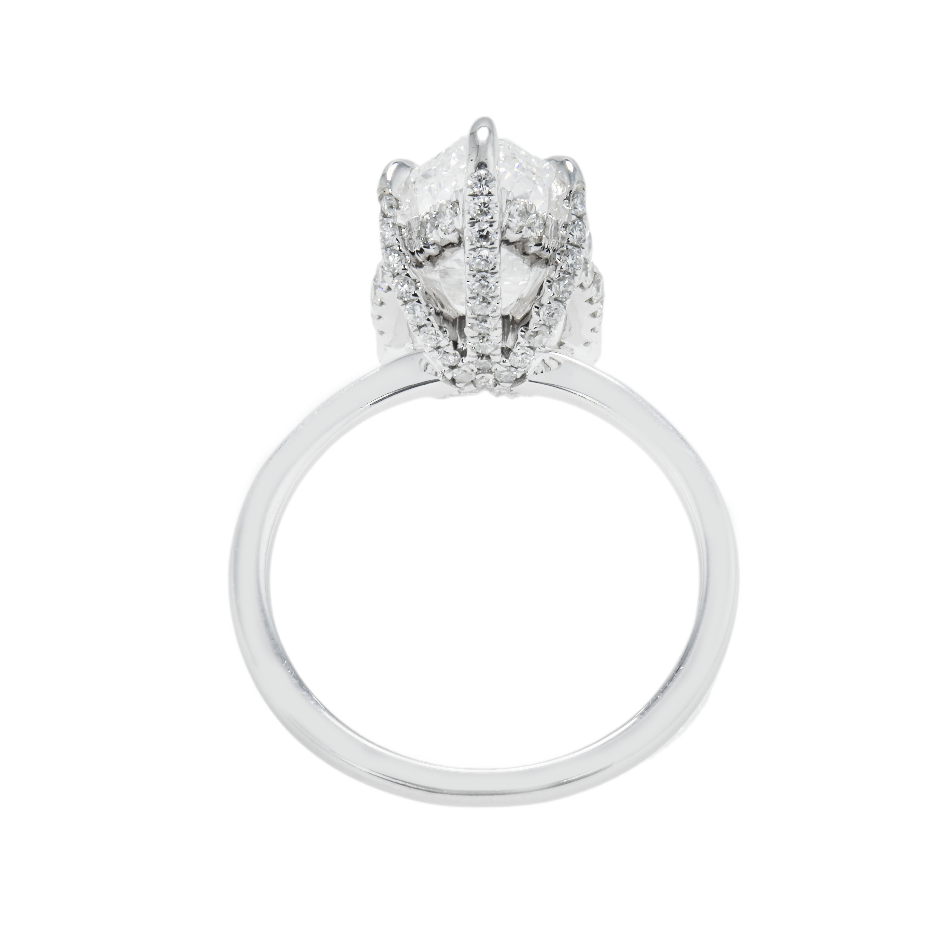 Gia 18K White Gold Solitaire 3.91Ct Pear Cut Diamond Engagement Ring 4.32Ctw Bridal