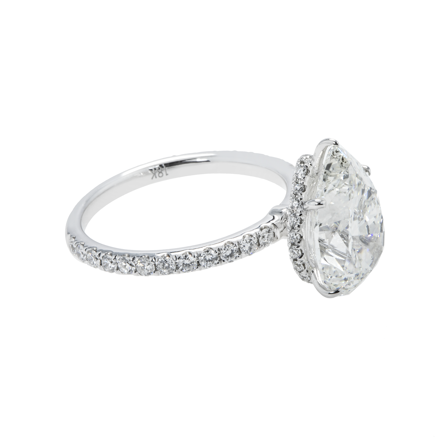 GIA 18K White Gold 4.12ct Pear Cut Diamond Engagement Ring 4.67ct