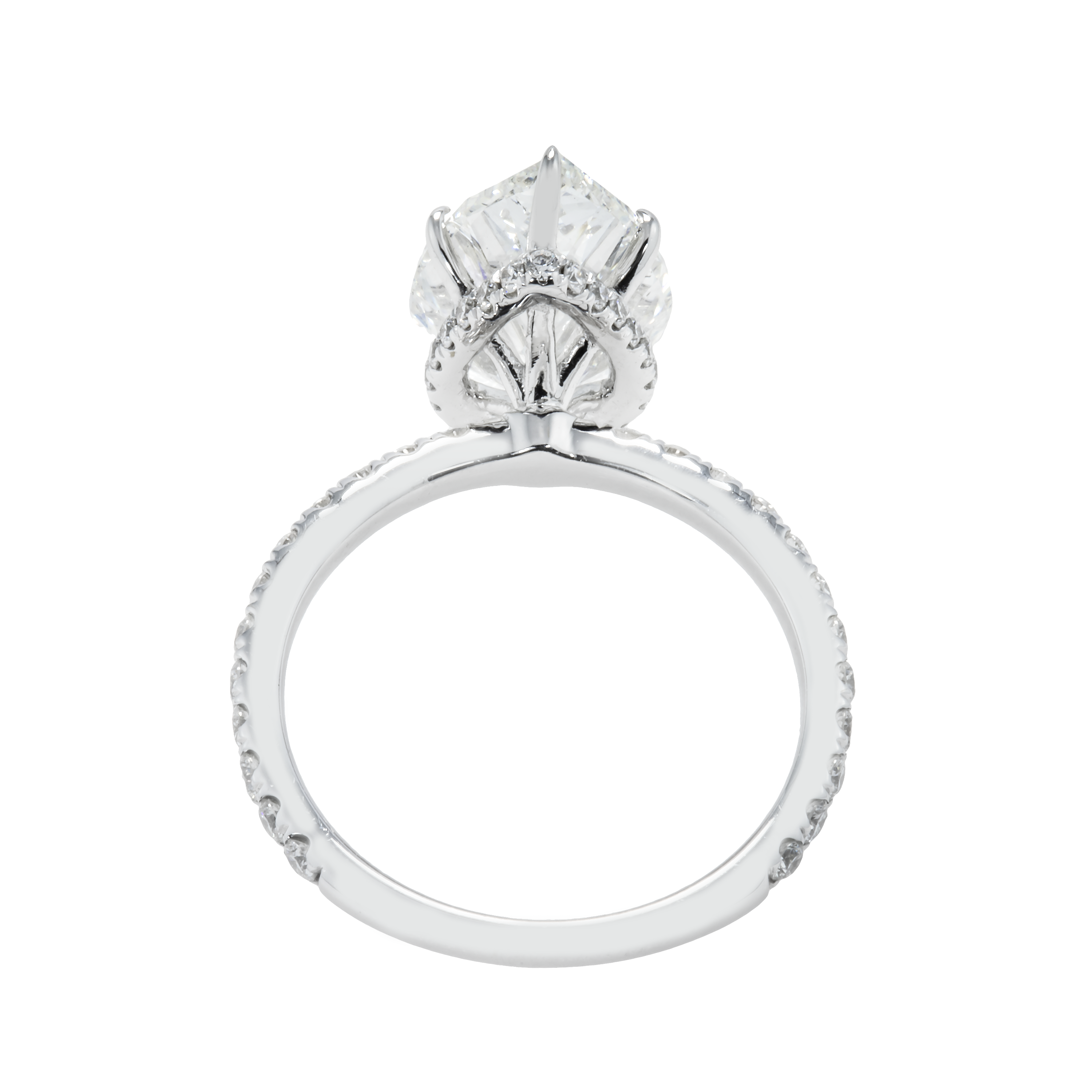 Gia 18K White Gold 4.12Ct Pear Cut Diamond Engagement Ring 4.67Ct Bridal