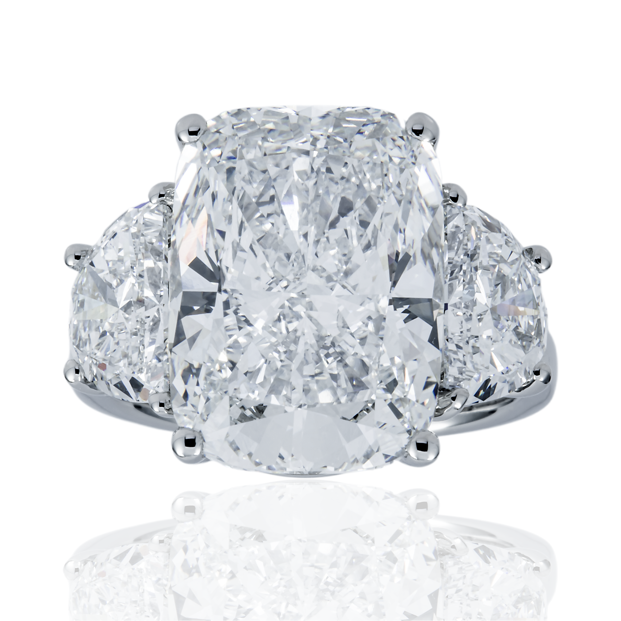 Platinum Triple Radiant Cut Diamond Engagement Ring 12.45ctw