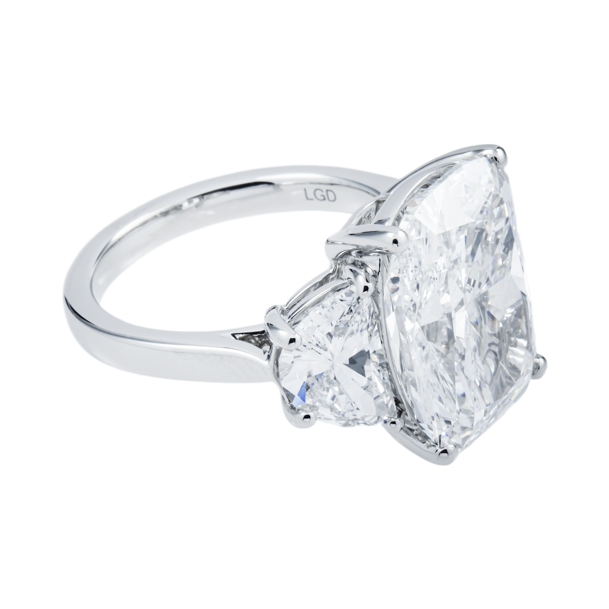 Platinum Triple Radiant Cut Diamond Engagement Ring 12.45ctw