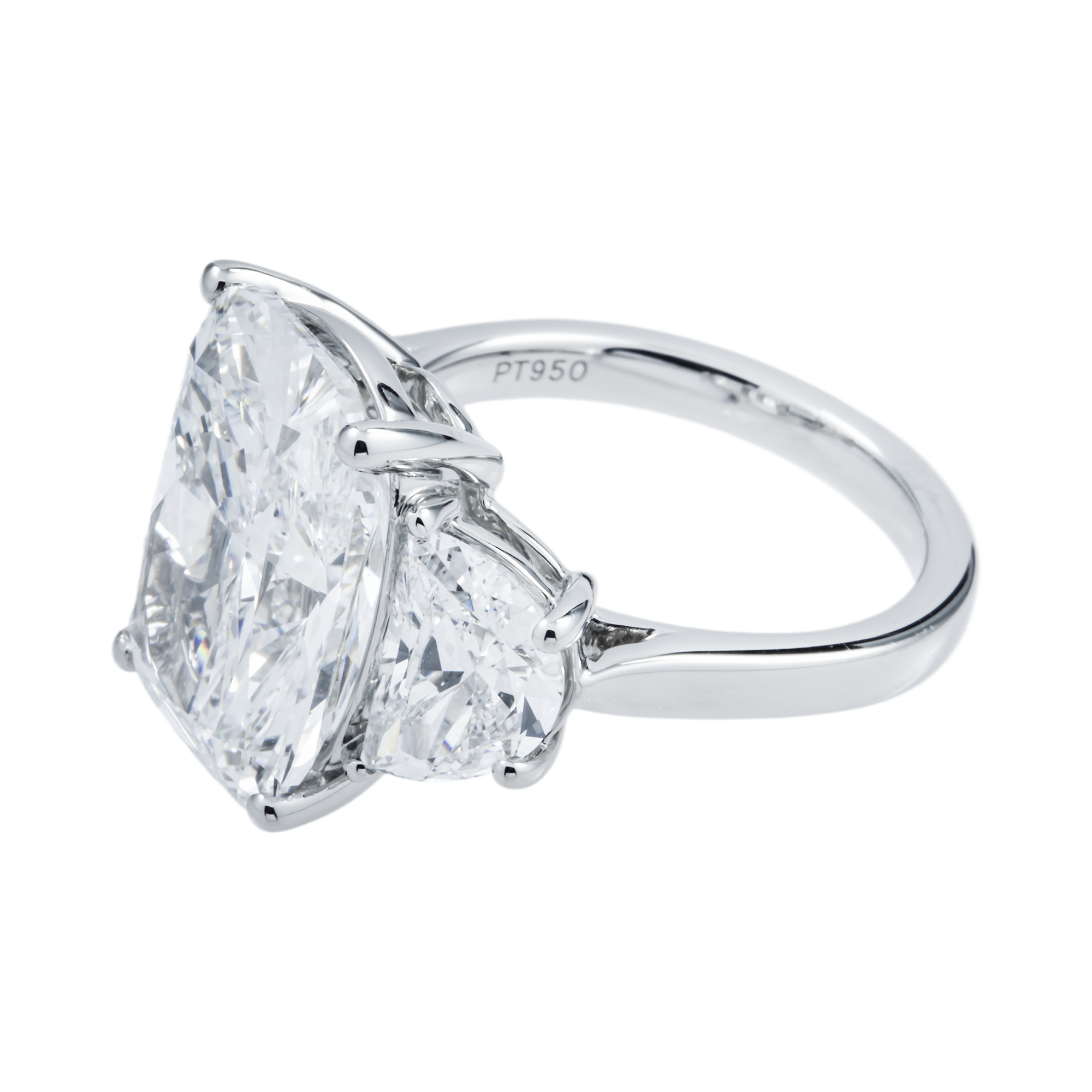 Platinum Triple Radiant Cut Diamond Engagement Ring 12.45ctw