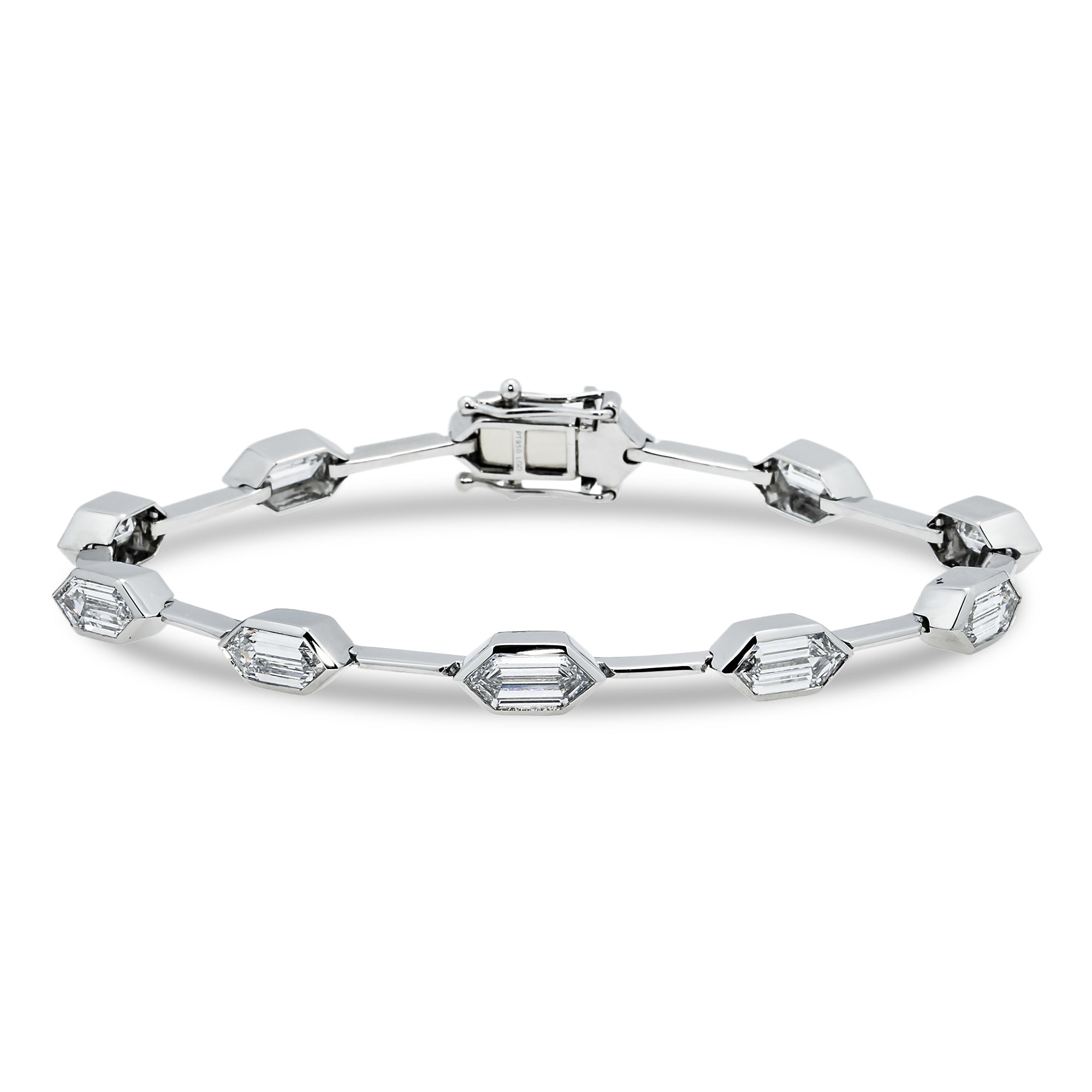 Platinum Hexagon Cut Diamond Satellite Bracelet 10.92Ct Bracelets