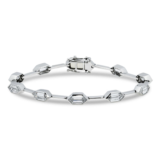 Platinum Hexagon Cut Diamond Satellite Bracelet 10.92ct