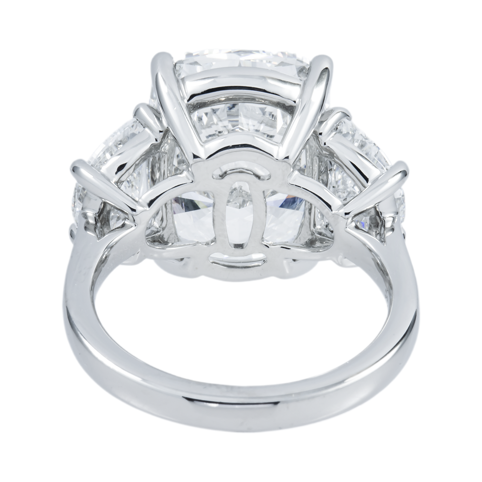 Platinum Triple Radiant Cut Diamond Engagement Ring 12.45ctw