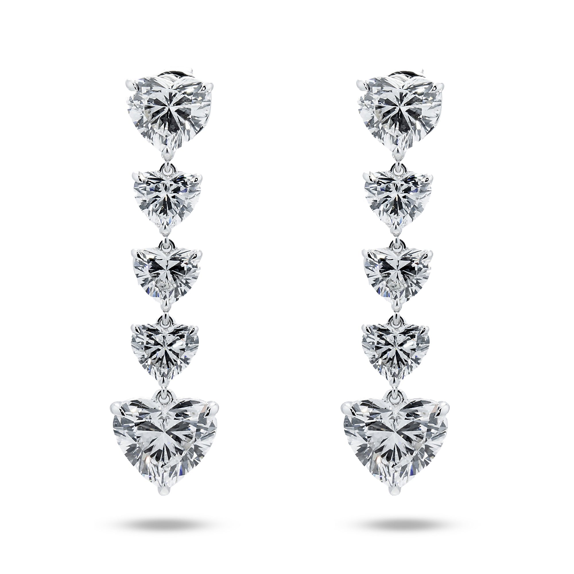 Igi 18K White Gold Heart Cut Diamond Drop Earrings 18.61Ctw