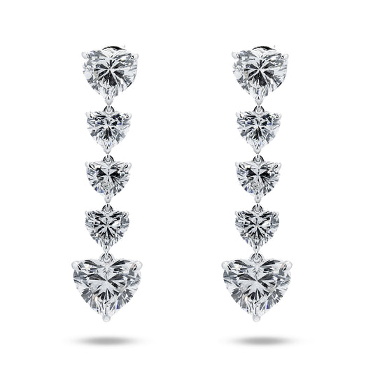 IGI 18K White Gold Heart Cut Diamond Drop Earrings 18.61ctw