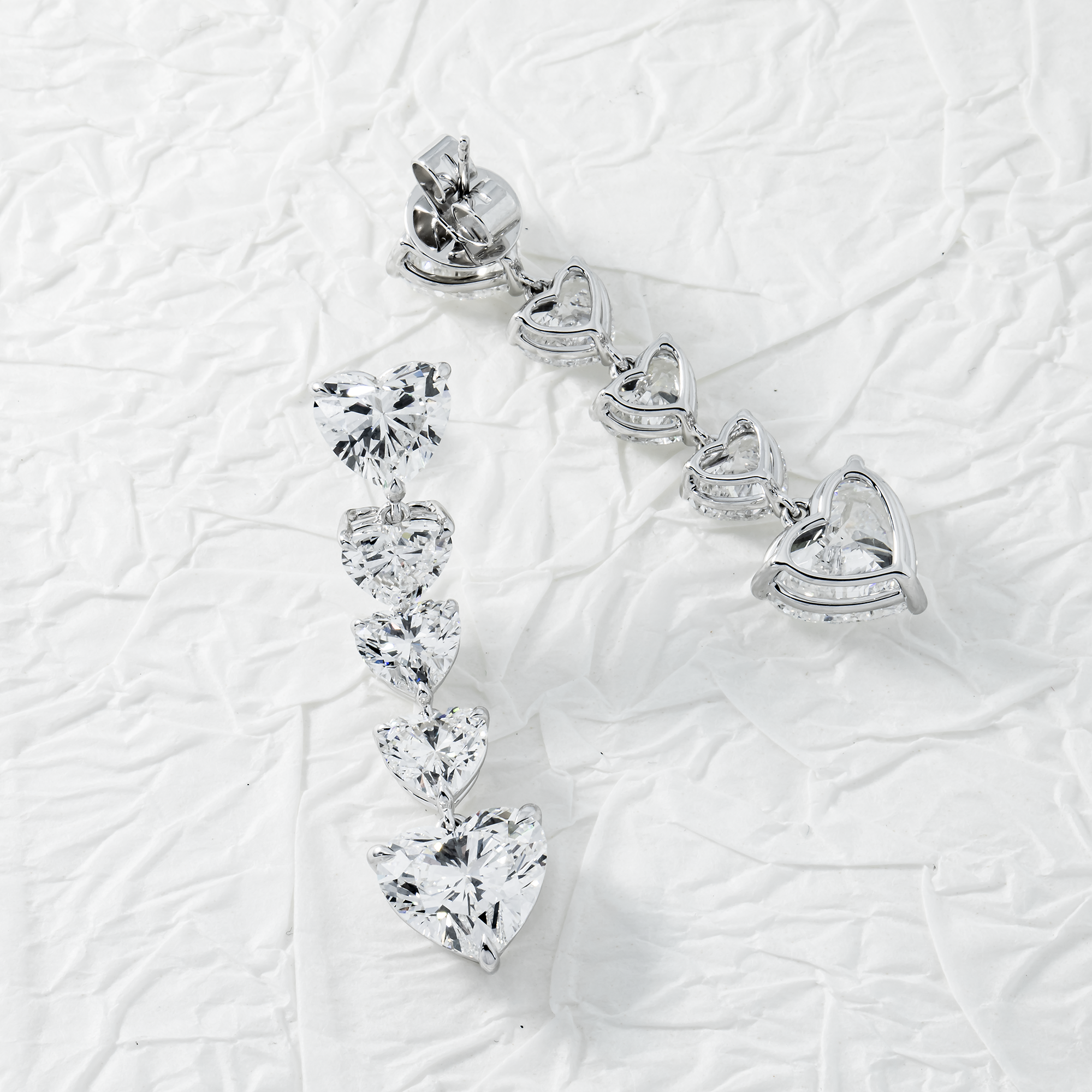 Igi 18K White Gold Heart Cut Diamond Drop Earrings 18.61Ctw