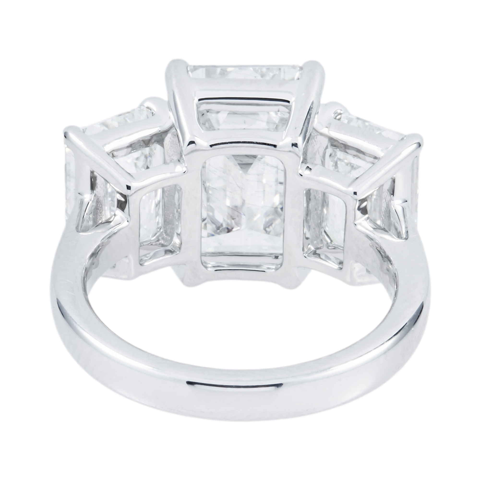 Platinum Triple Emerald Cut Diamond Engagement Ring 10.16ctw