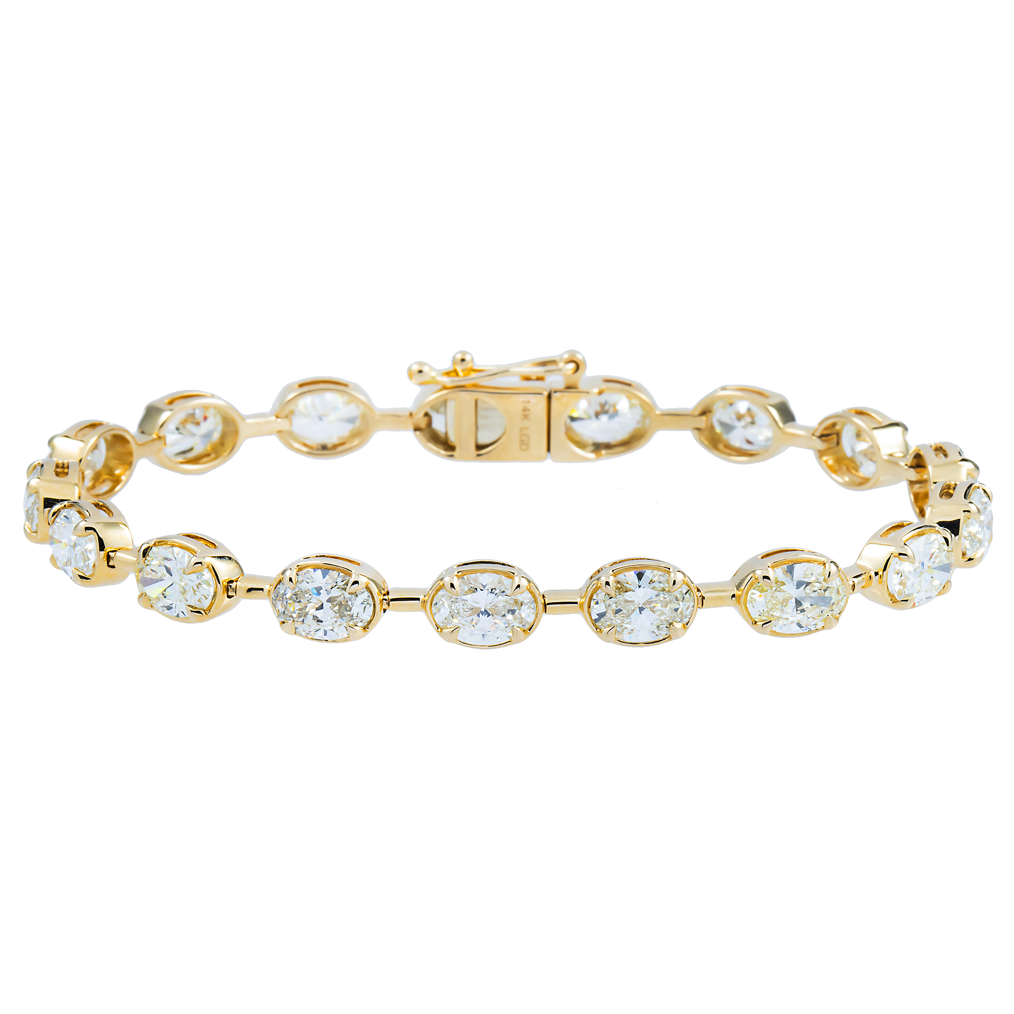 14K Yellow Gold Bezel Set Oval Cut Diamond Satellite Bracelet 9.04ct