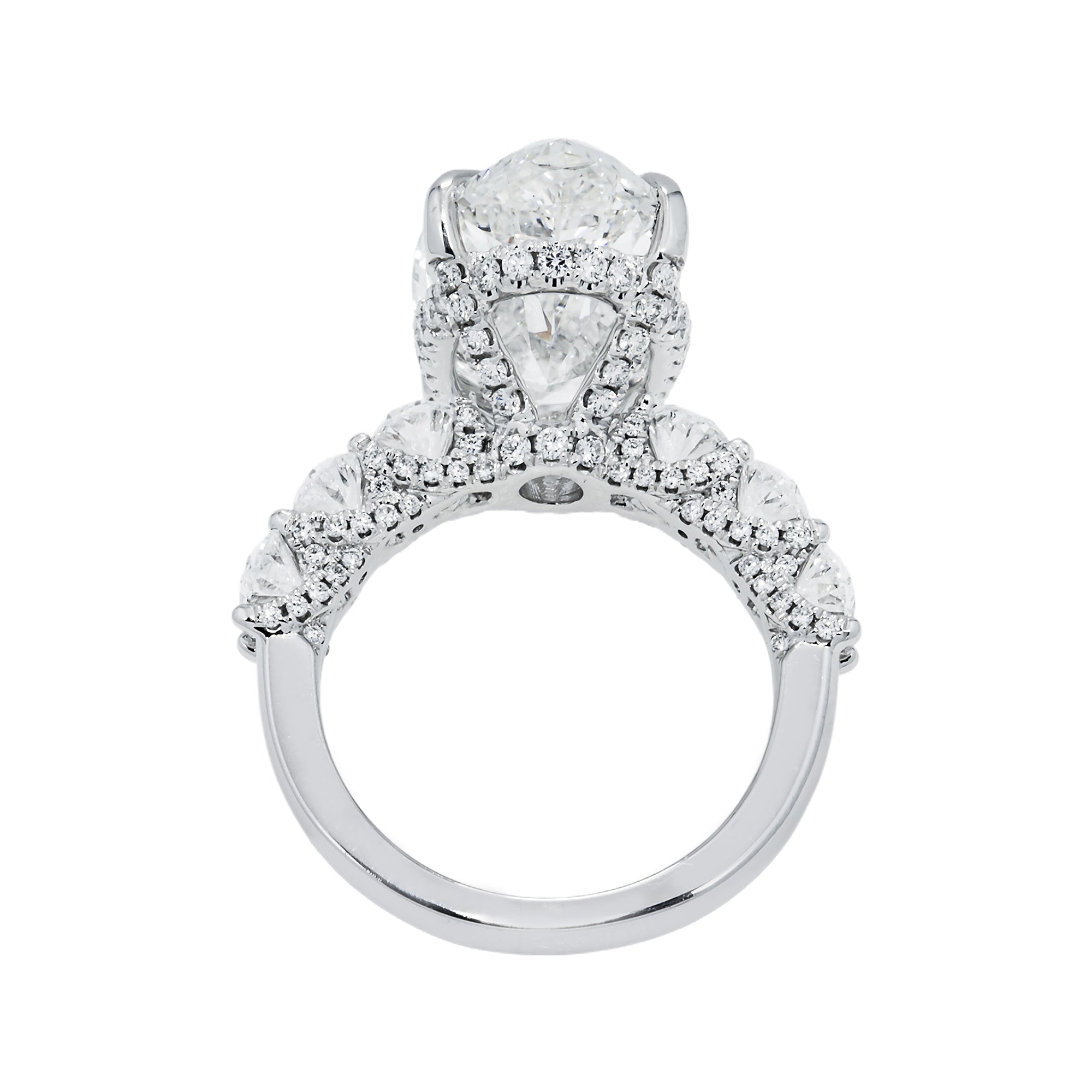 Igi 18K White Gold 8.03Ct Marquise Cut Diamond Engagement Ring 10.78Ctw Bridal