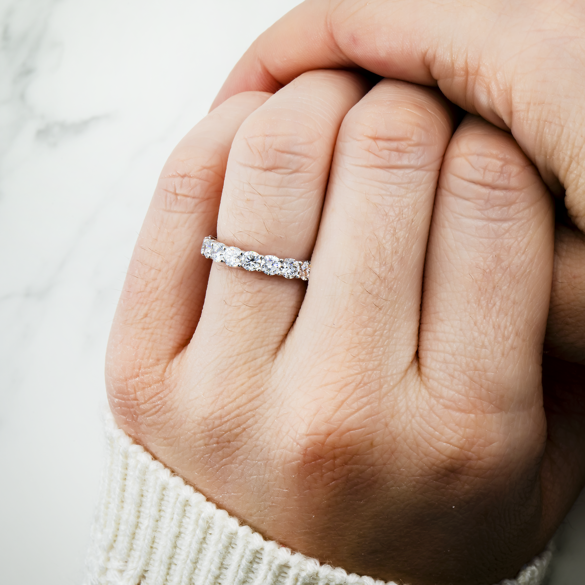 14K White Gold Round Diamond Eternity Ring 2.46Ct Rings