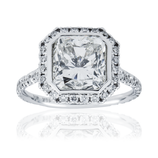 18K White Gold 4.07ct Cushiuuon Cut Diamond Engagement Ring 4.98ctw