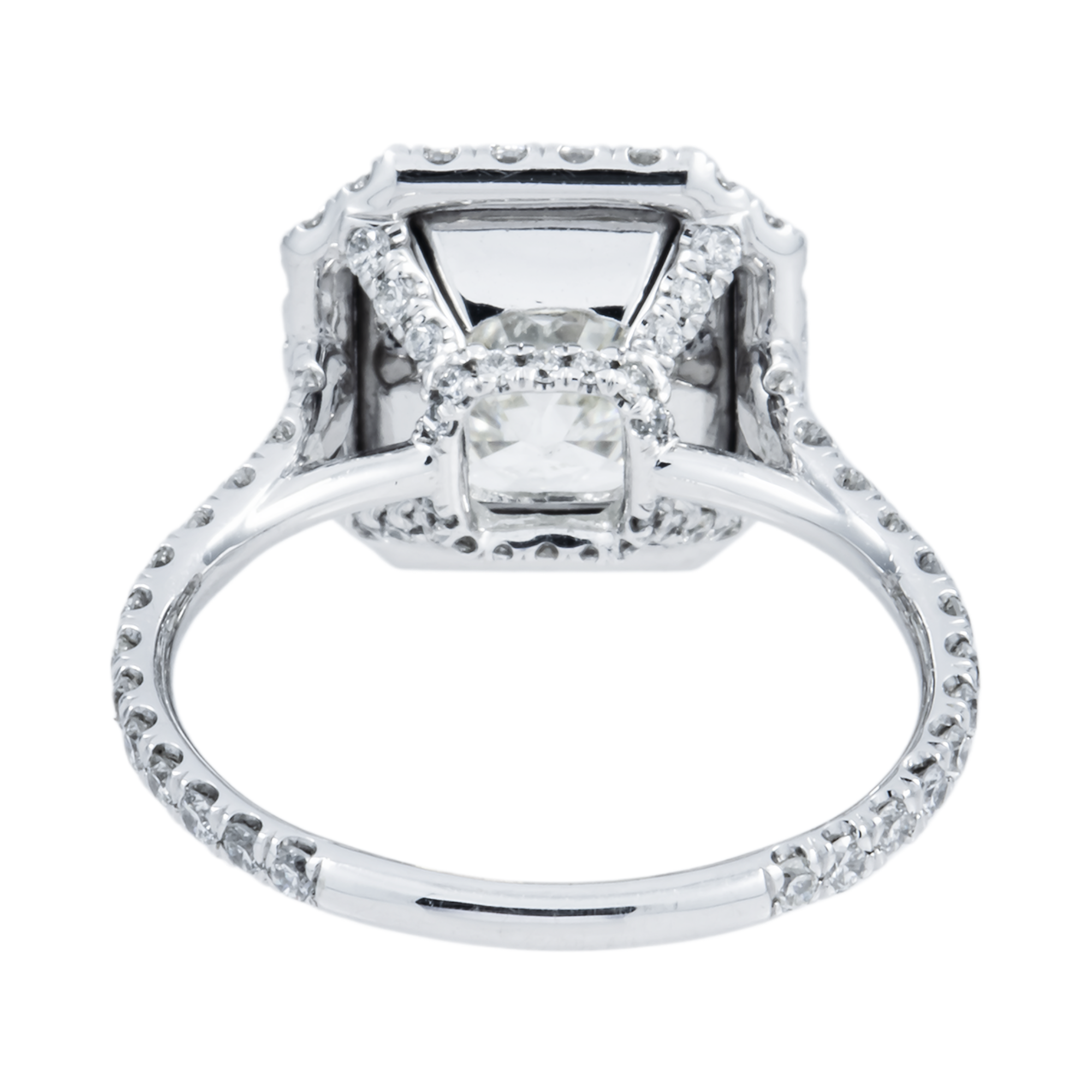 18K White Gold 4.07ct Cushiuuon Cut Diamond Engagement Ring 4.98ctw