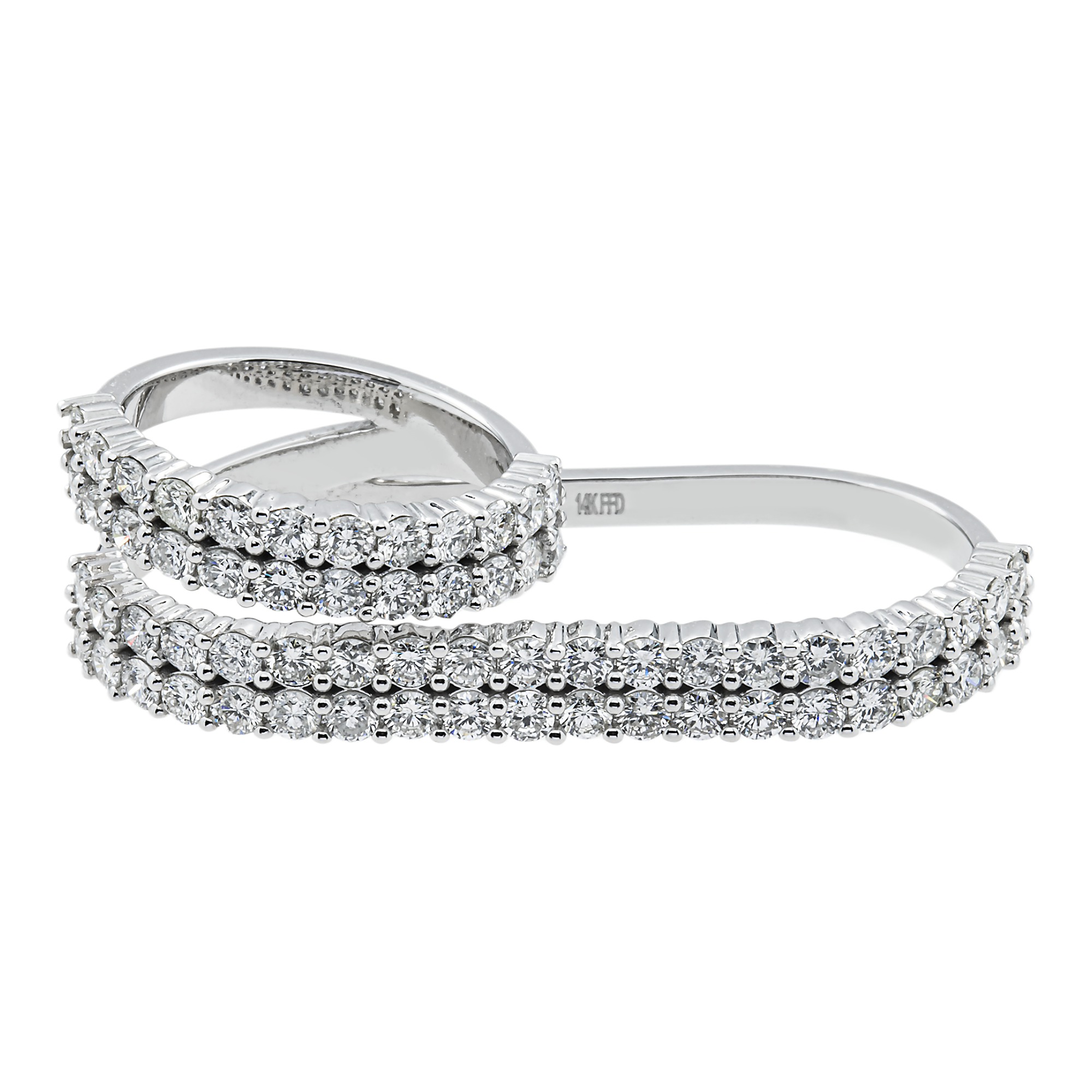 14K Yellow Gold Round Diamond Two Finger Wrap Ring 3.04ct