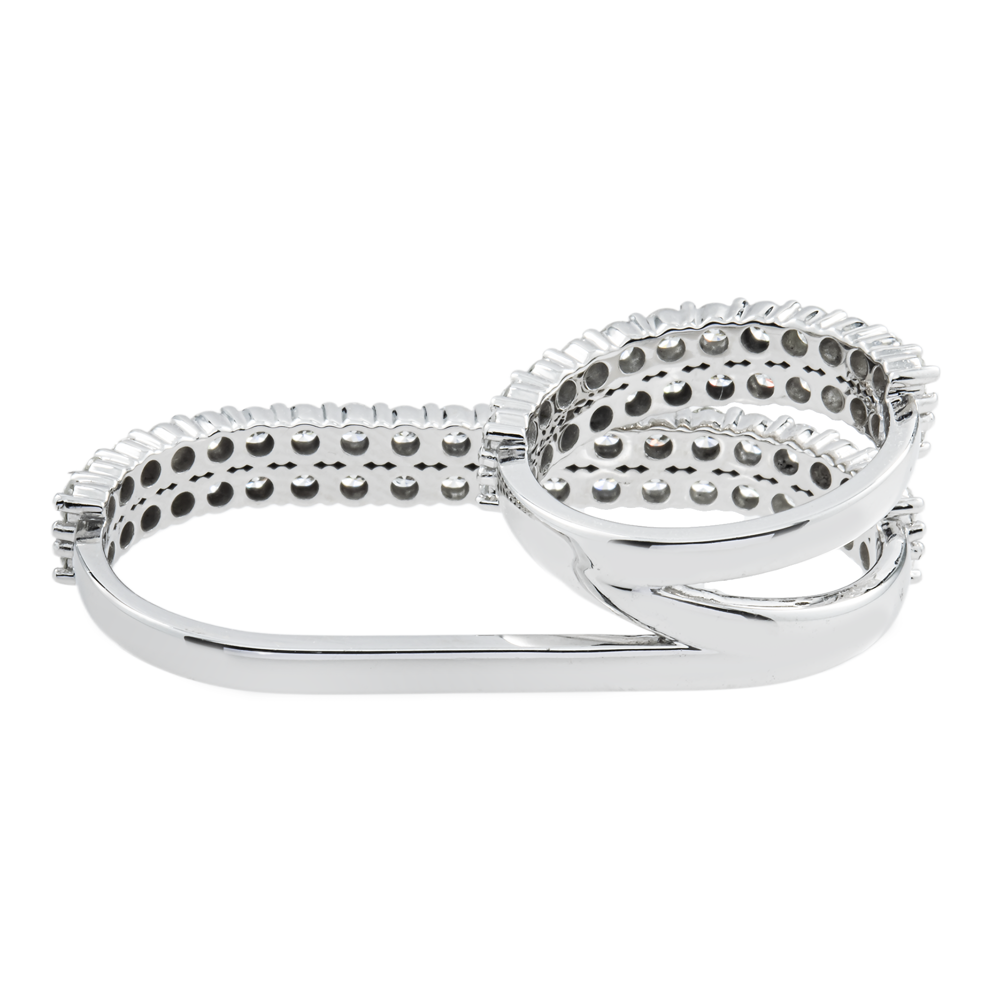 14K Yellow Gold Round Diamond Two Finger Wrap Ring 3.04ct