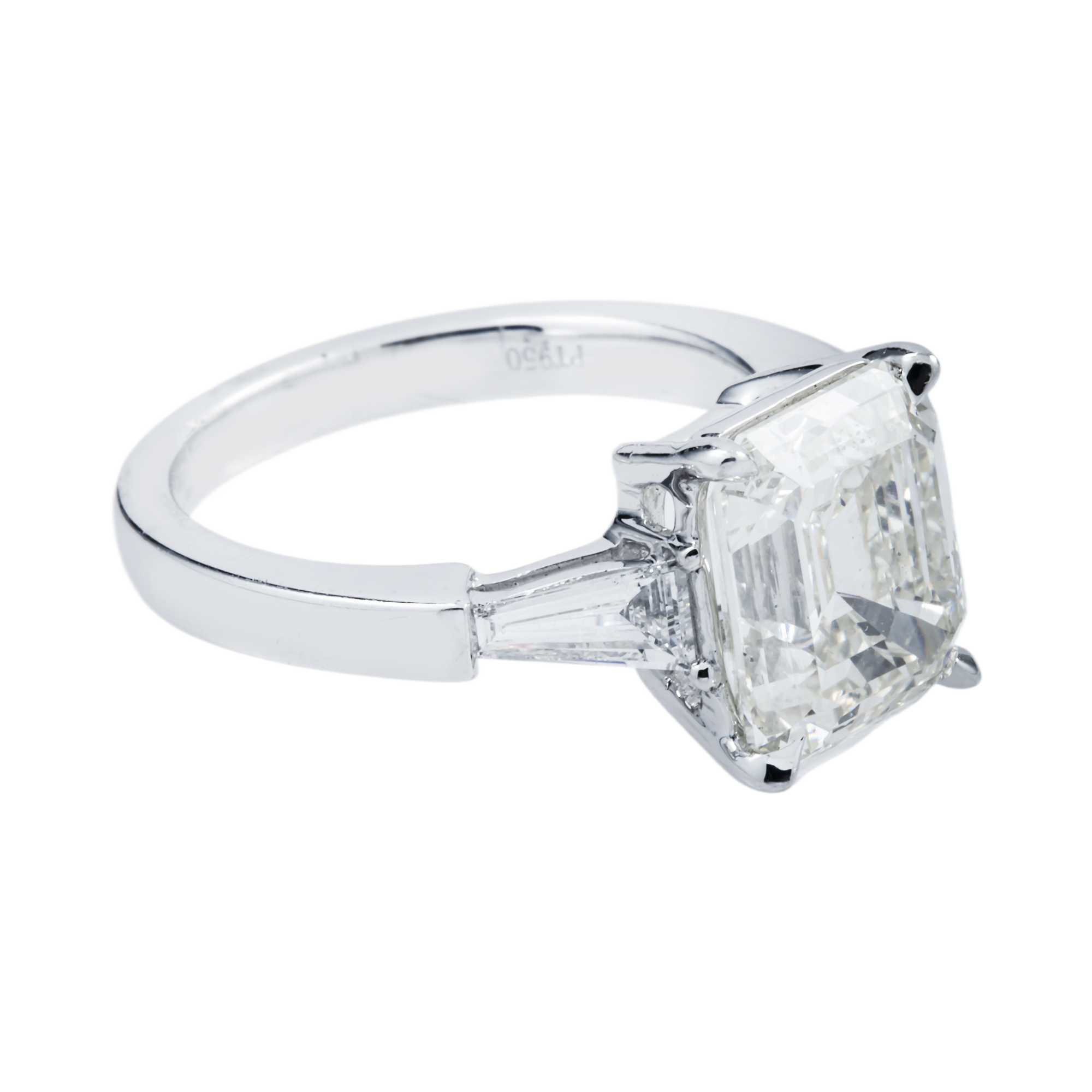Platinum 4.02ct Emerald Cut Diamond Engagement Ring 4.46ctw