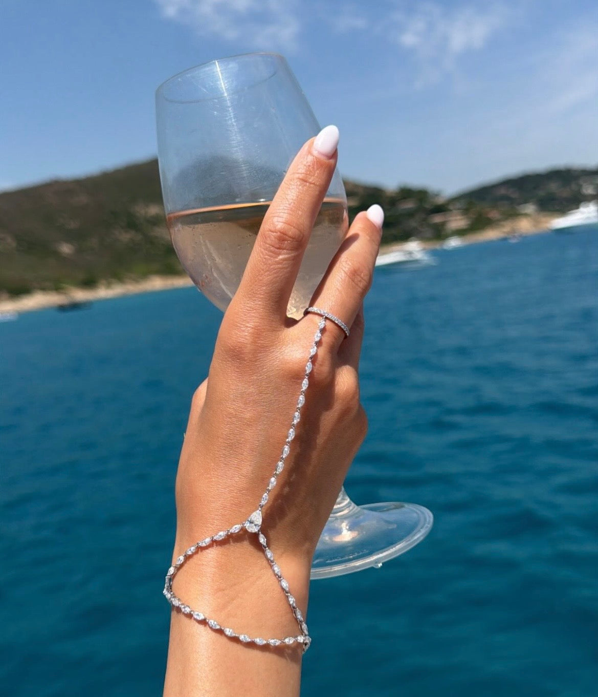 White Gold Diamond Hand Chain (As seen on Instagram)