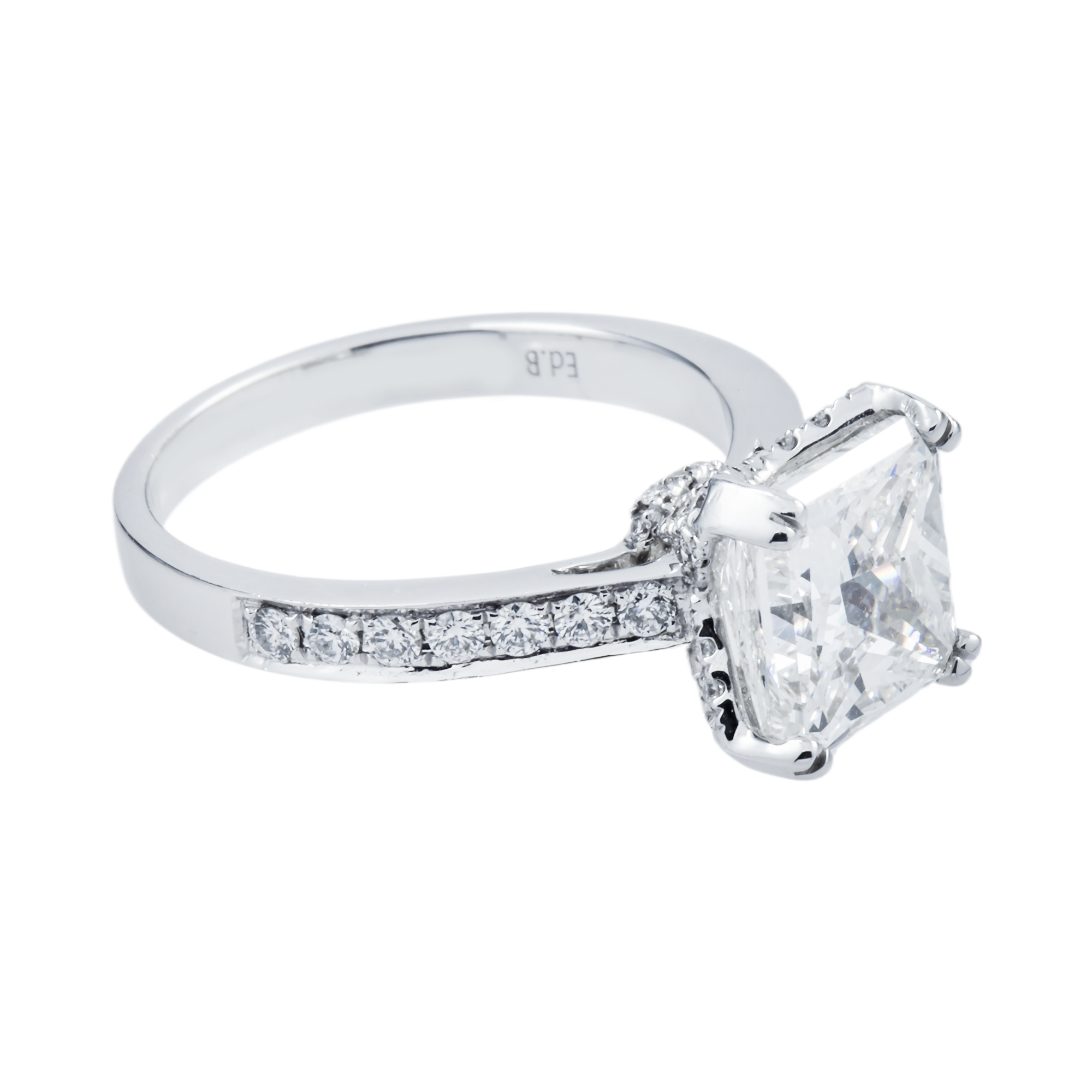 GIA 18K White Gold 3.0ct Cushion Diamond Engagement Ring 3.50ctw