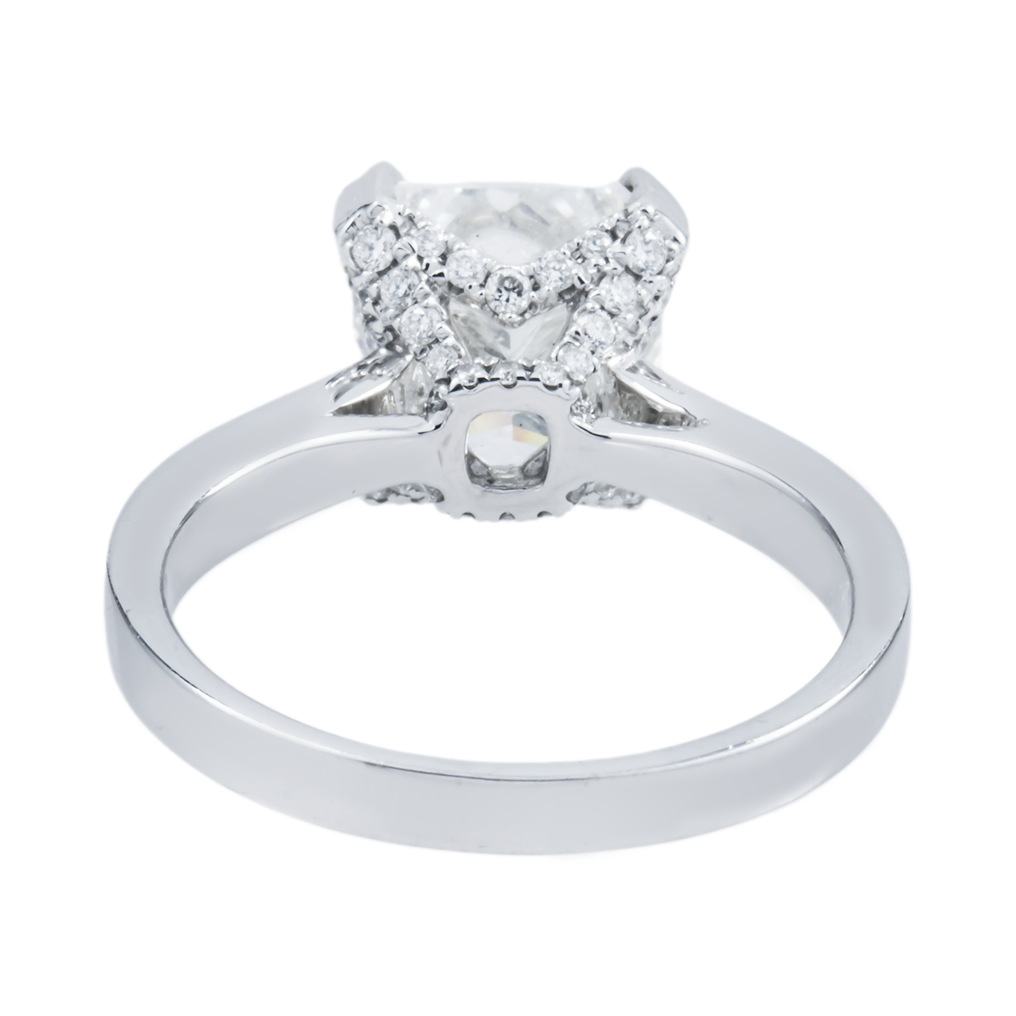 GIA 18K White Gold 3.0ct Cushion Diamond Engagement Ring 3.50ctw