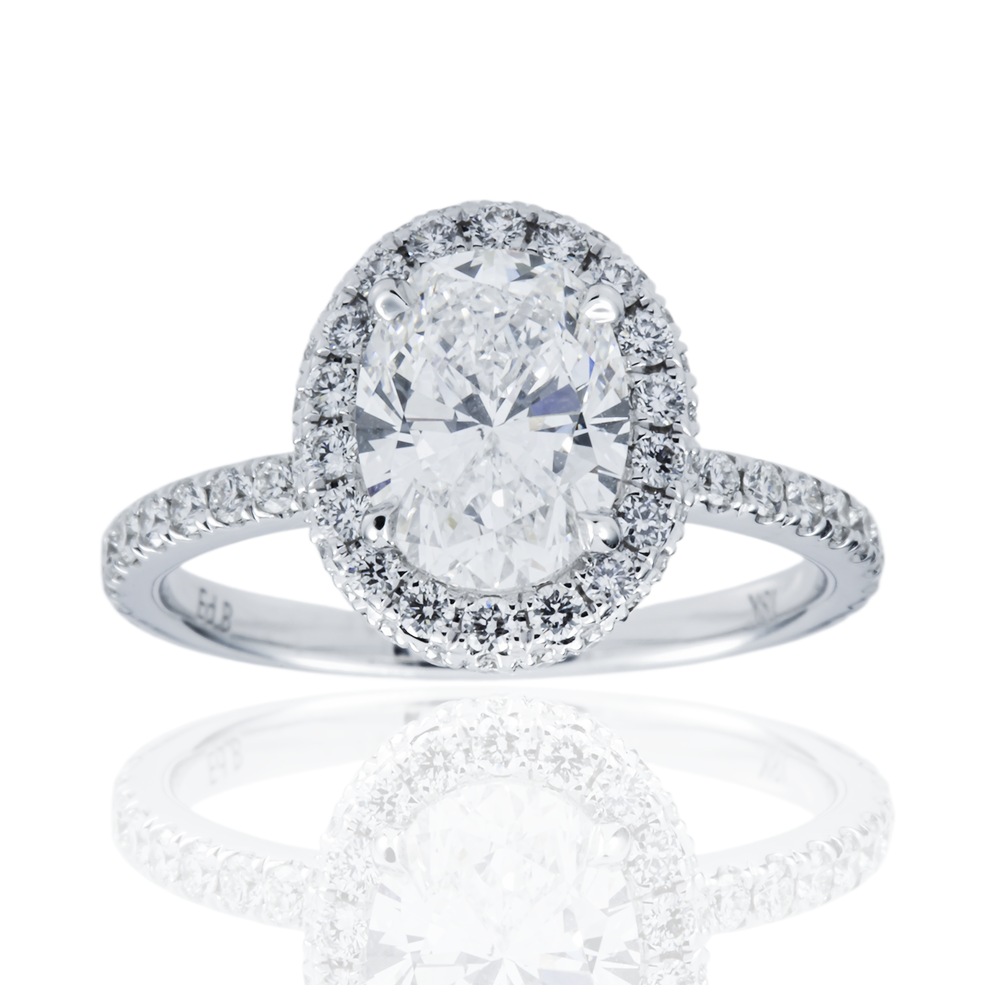 GIA 18K White Gold 1.55ct Oval Diamond Engagement Ring 2.27ctw