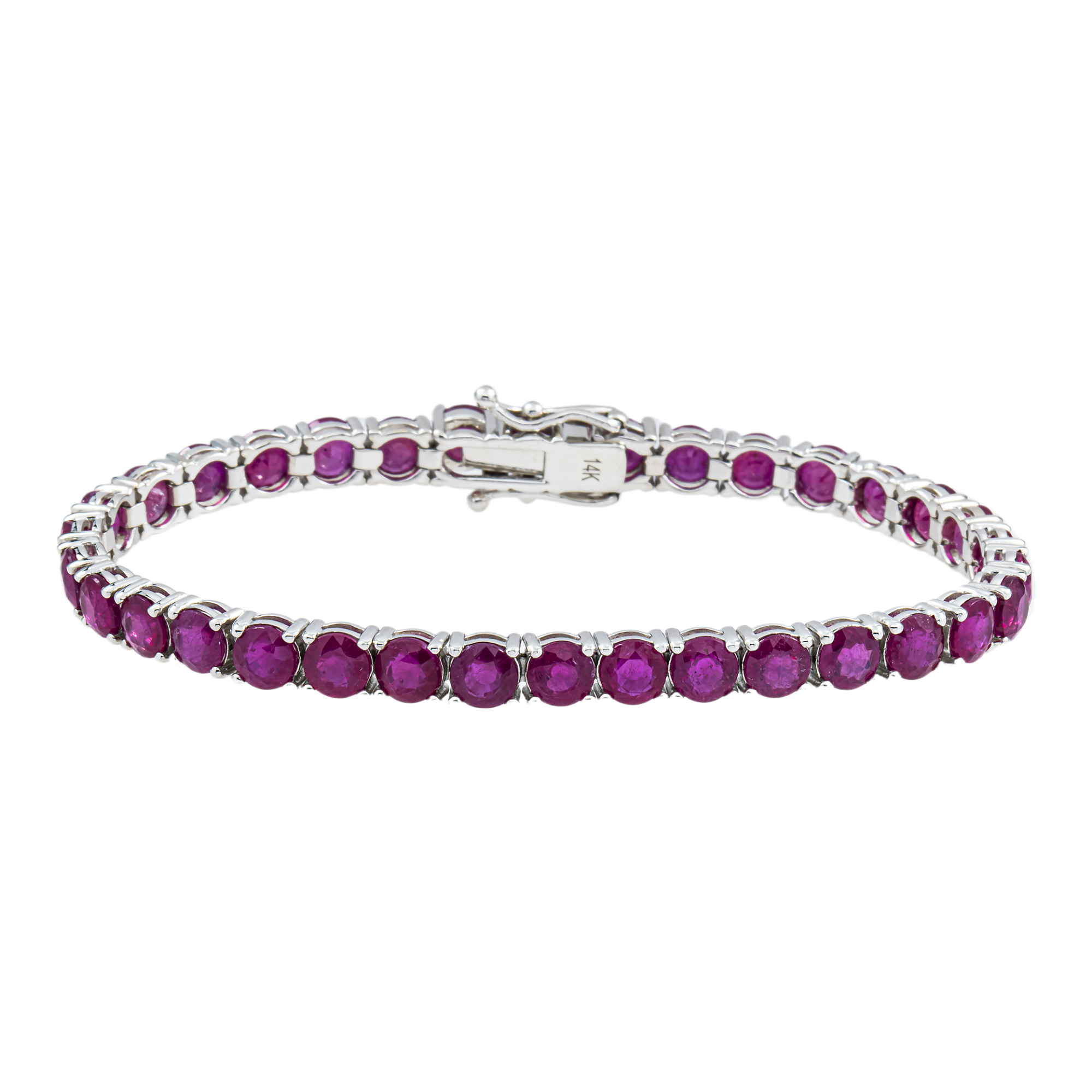 14K White Gold Round Ruby Tennis Bracelet 22.35ct