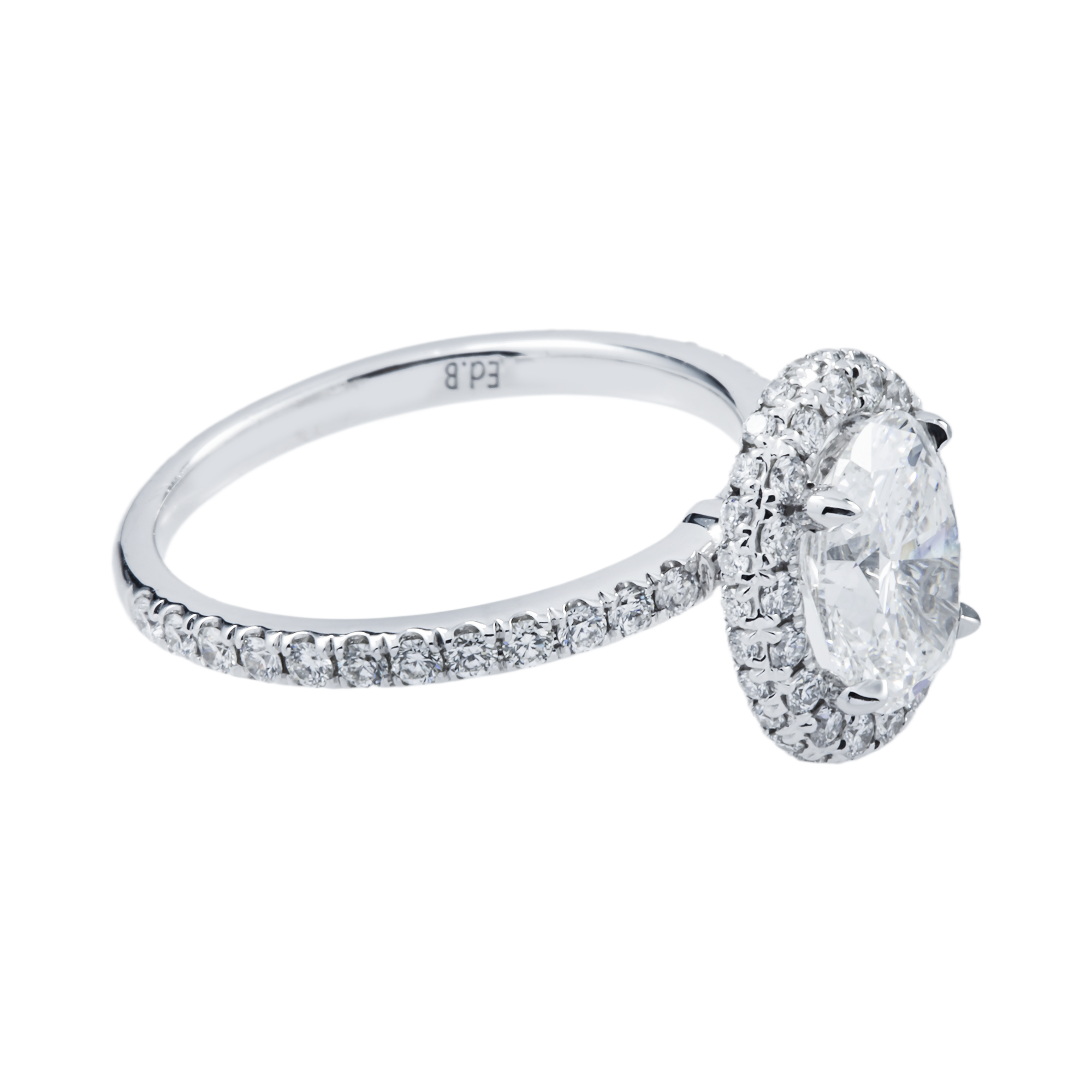 GIA 18K White Gold 1.55ct Oval Diamond Engagement Ring 2.27ctw