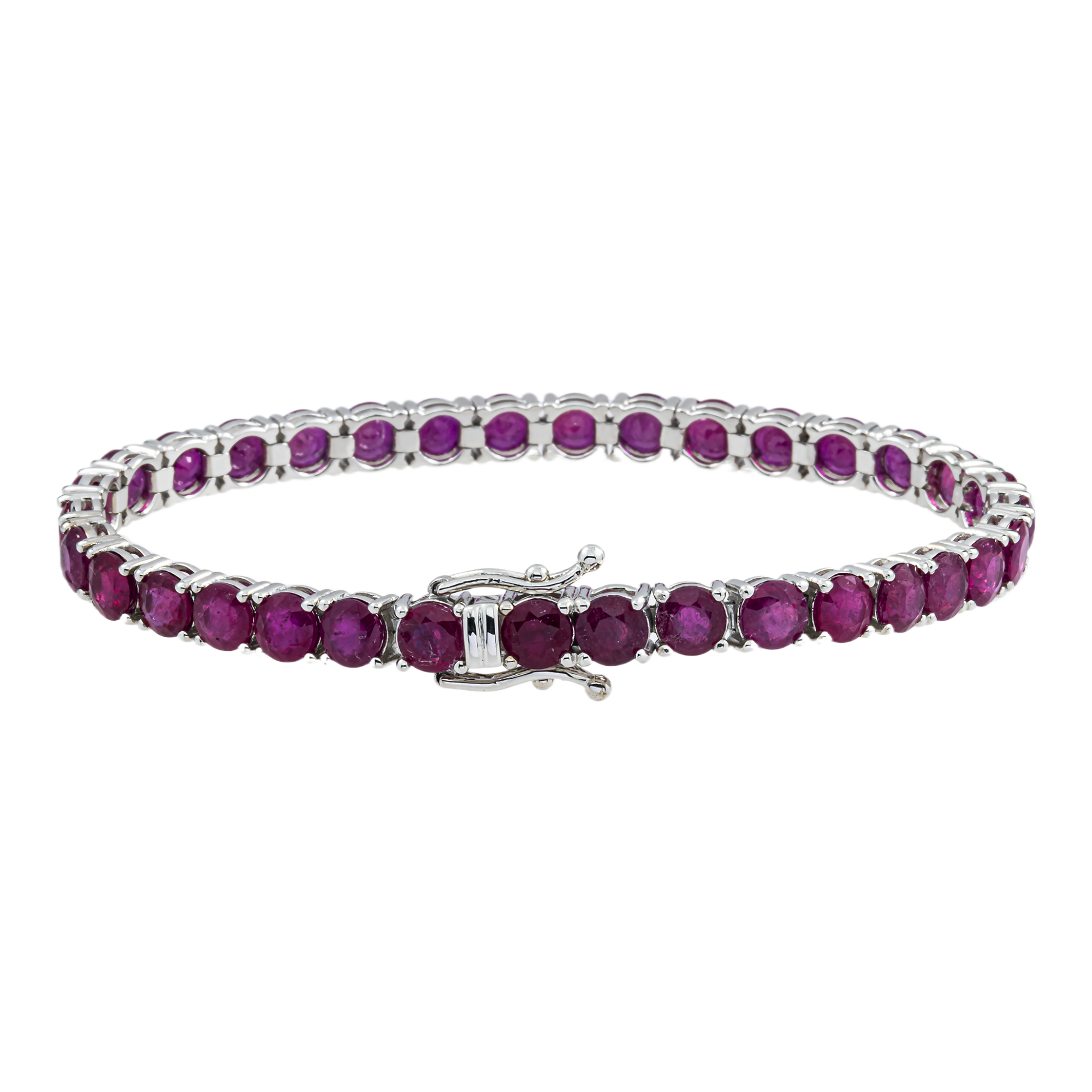 14K White Gold Round Ruby Tennis Bracelet 22.35ct
